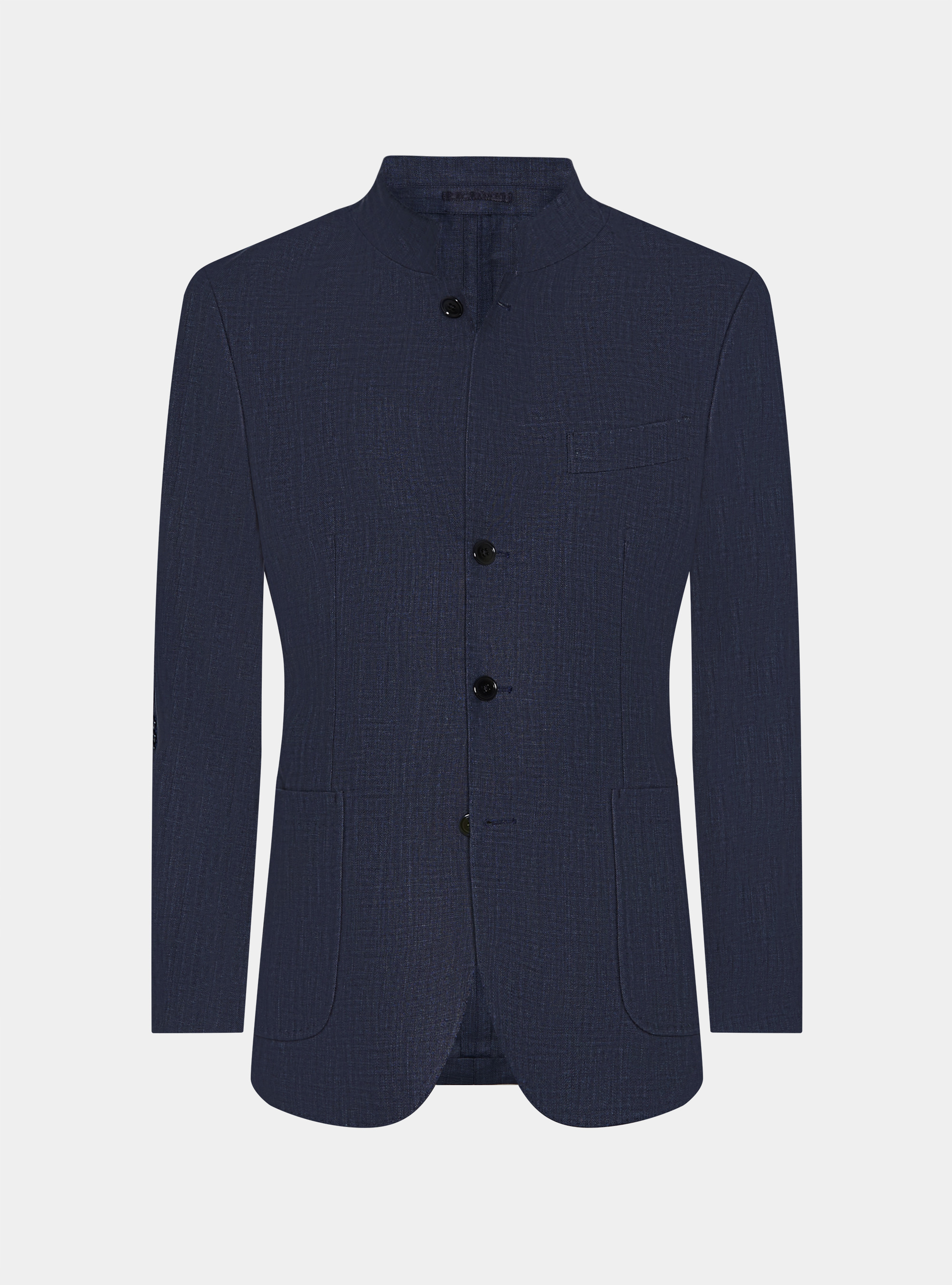 Giacca coreana in puro lino spigato, BLU NAVY