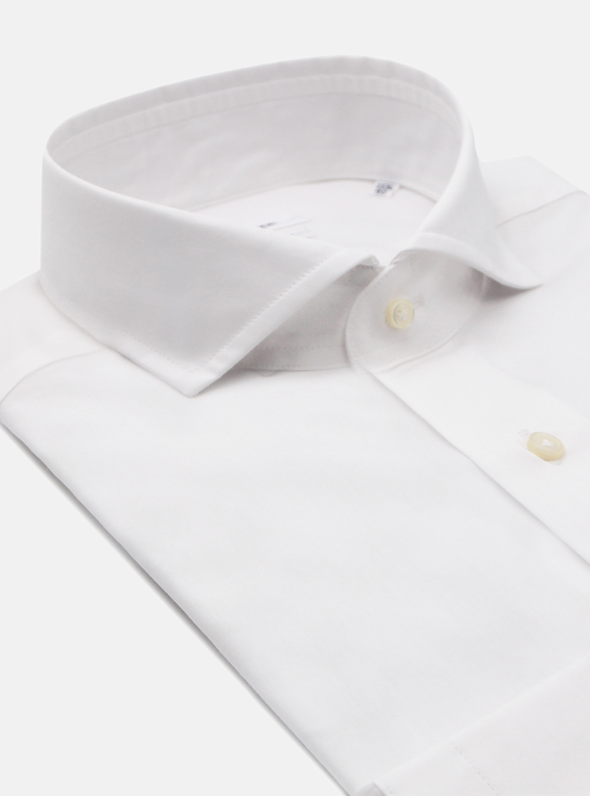 Camisa con cuello franc&egrave;s en algod&ograve;n, BLANCO