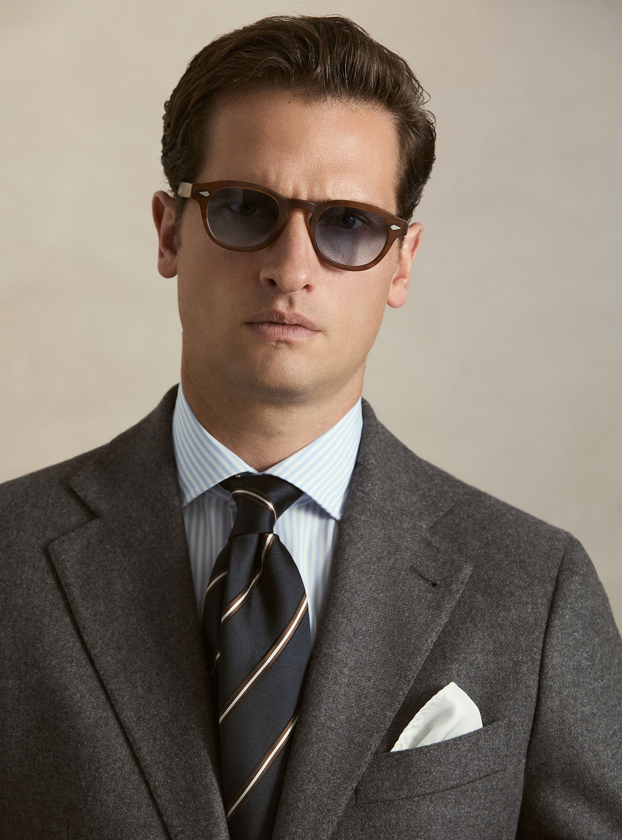 Wool blend flannel blazer, ASPHALT GREY