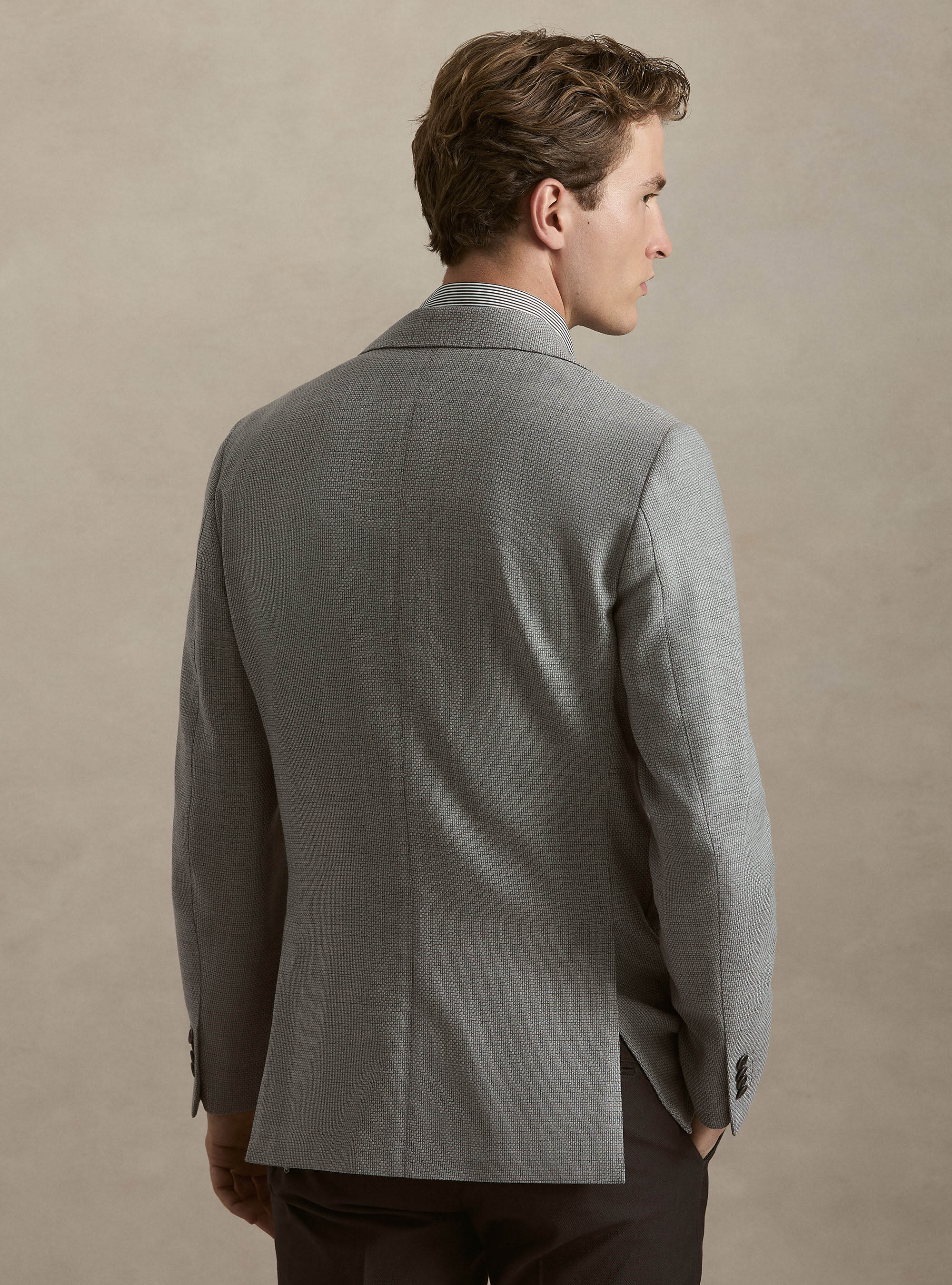 Americana de lana hopsack, GRIS MARENGO