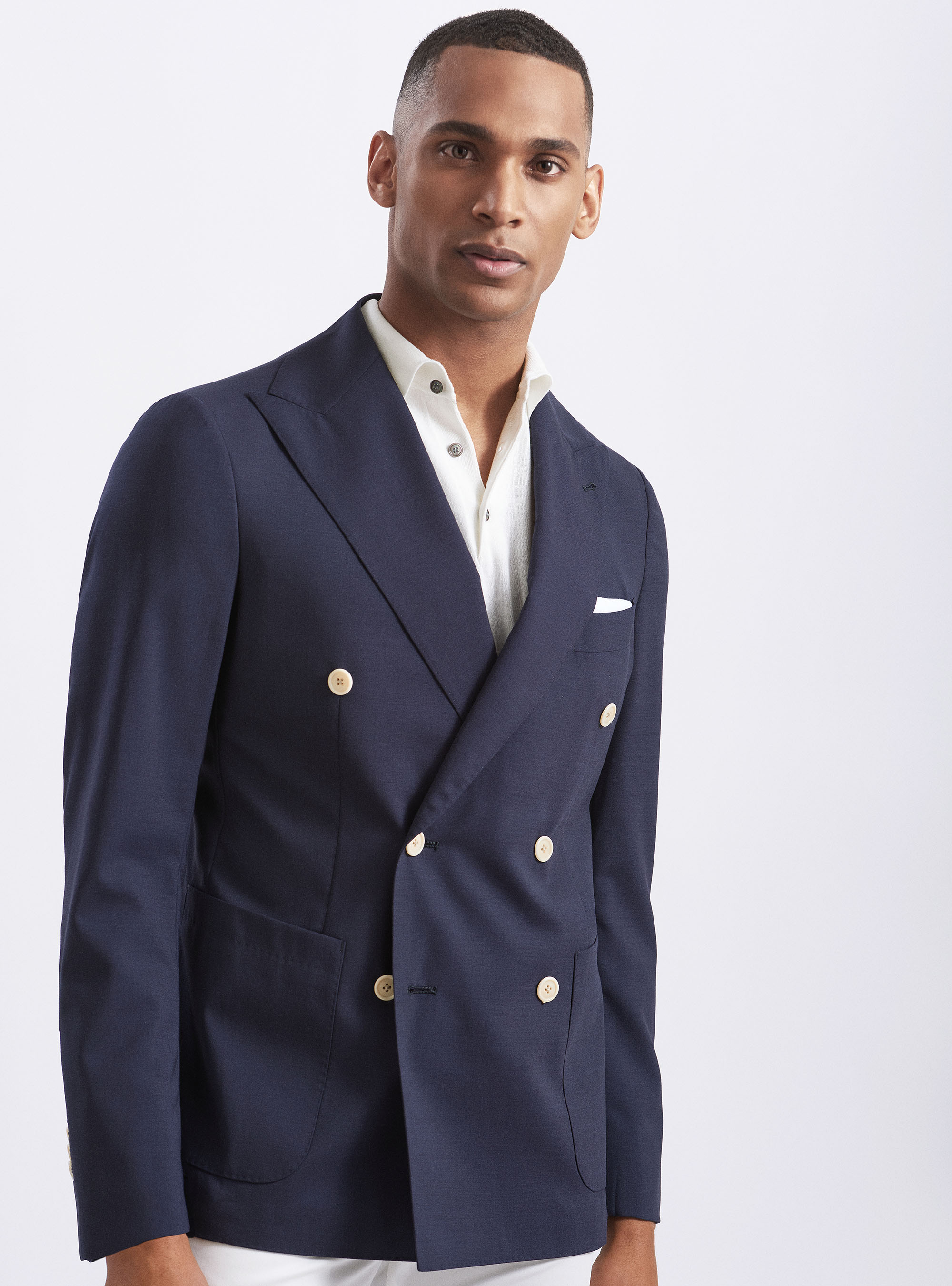 light blue double breasted blazer