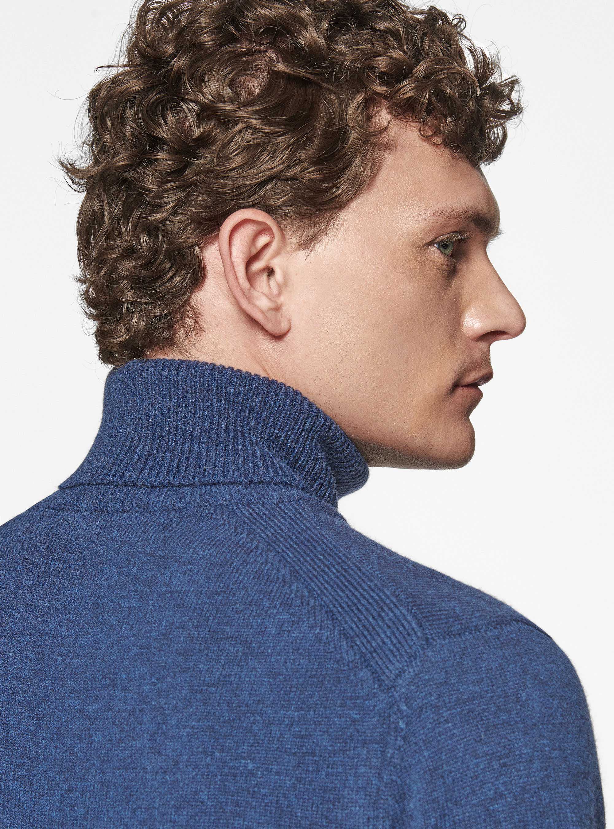 Maglia collo alto in lana merino, INCHIOSTRO