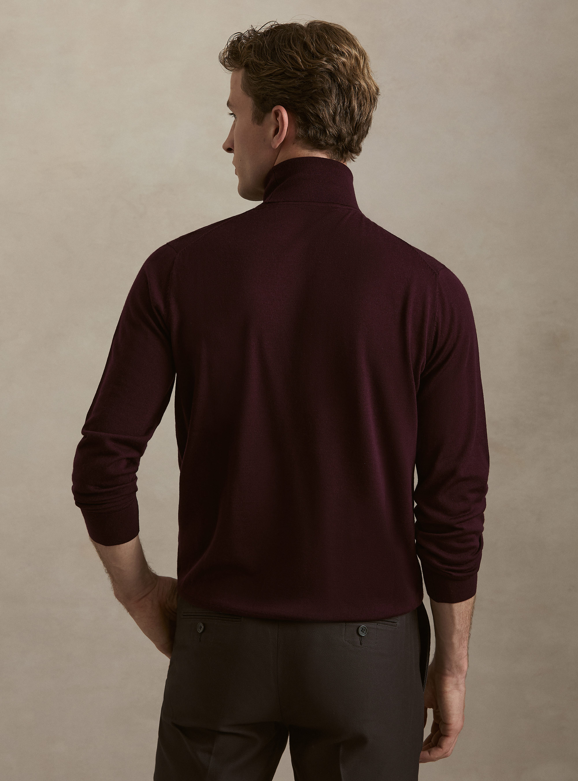 Dolcevita in pura lana merino extrafine, BORDEAUX