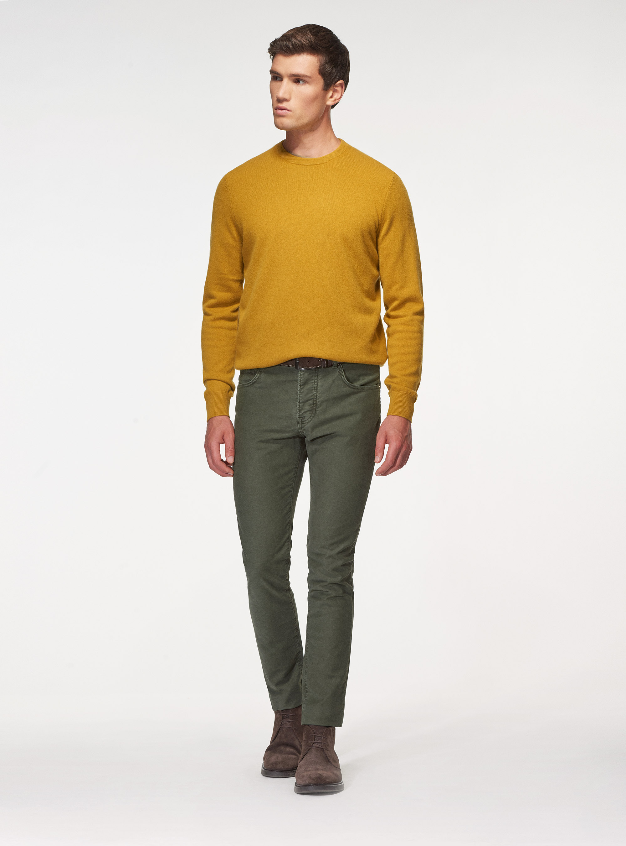 Pantaloni 5 tasche in twill garment dyed, MILITARE 0609C