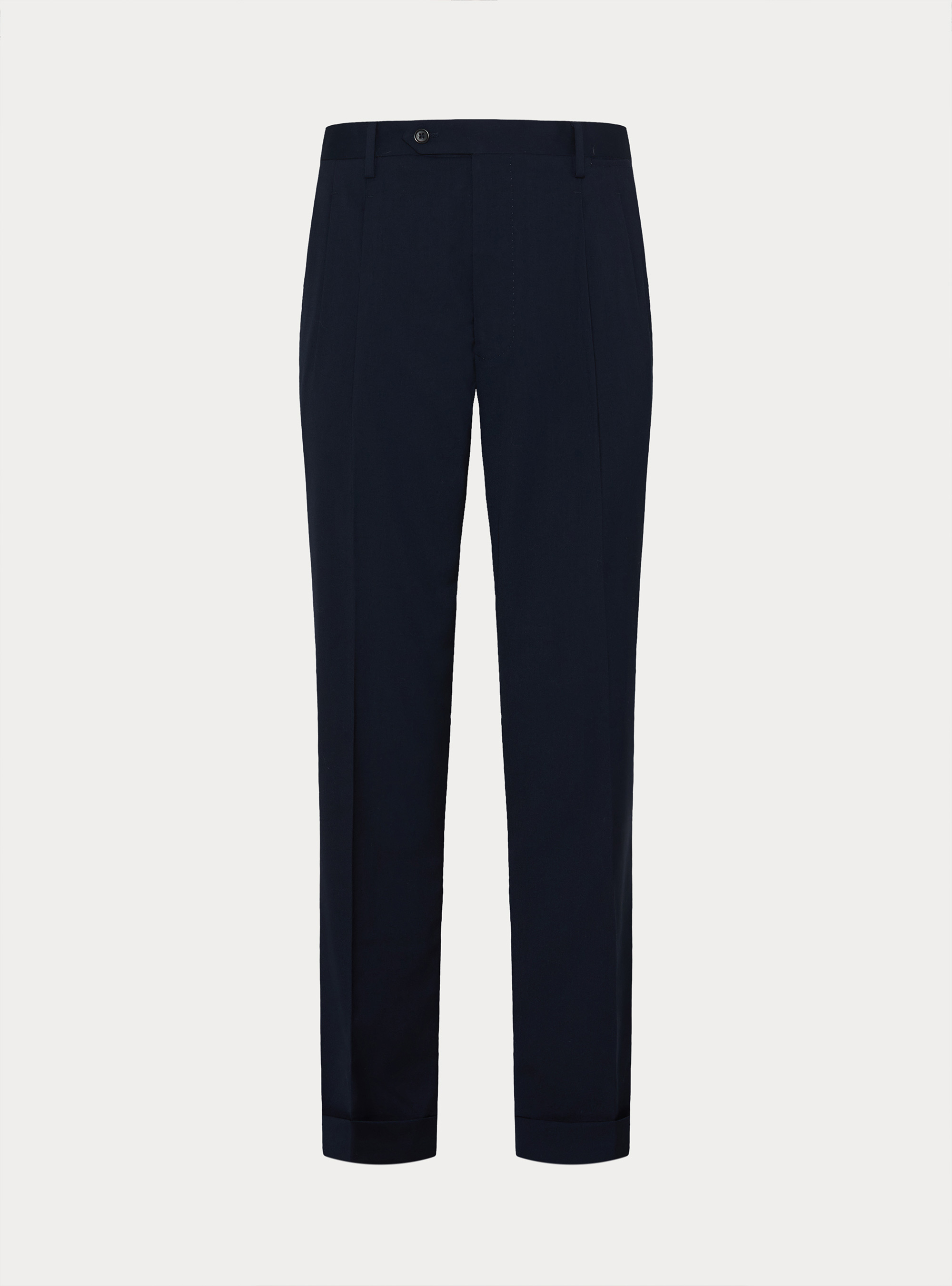 Pantaloni con pince in misto poliestere, AZUL MARINO