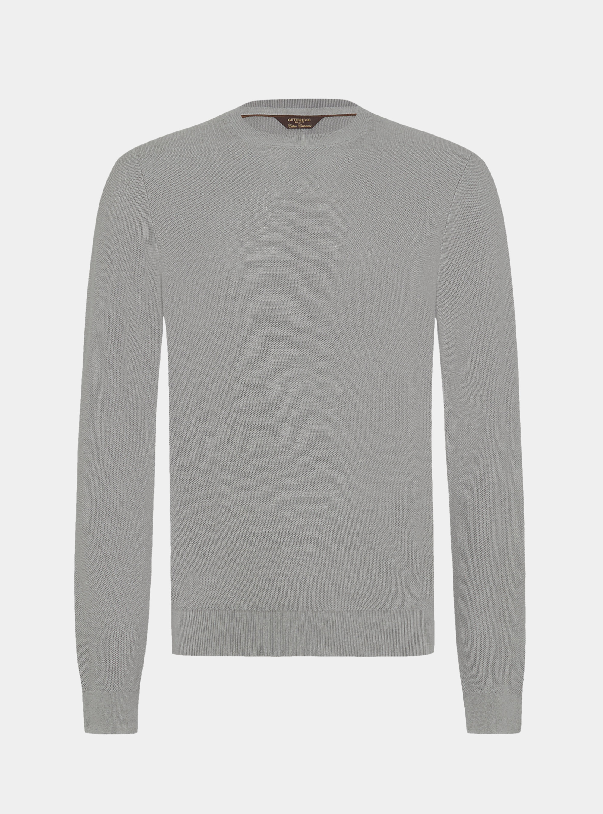 Trikot mit Rundhalsausschnitt aus Baumwolle und Kaschmir mit Wabenmuster, GRIGIO 0120C