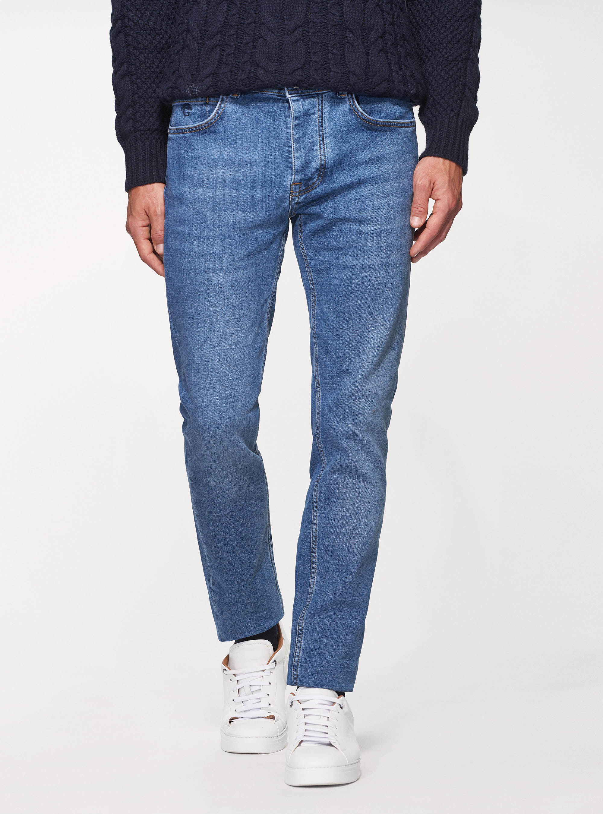 Regular fit washed jeans, BLUE