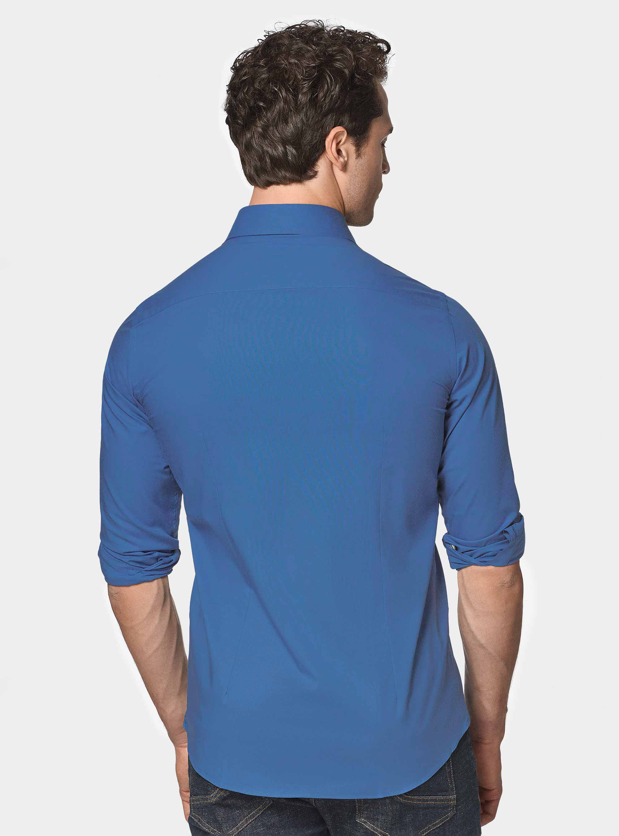 Chemise en popeline stretch, 0226C CERULEO