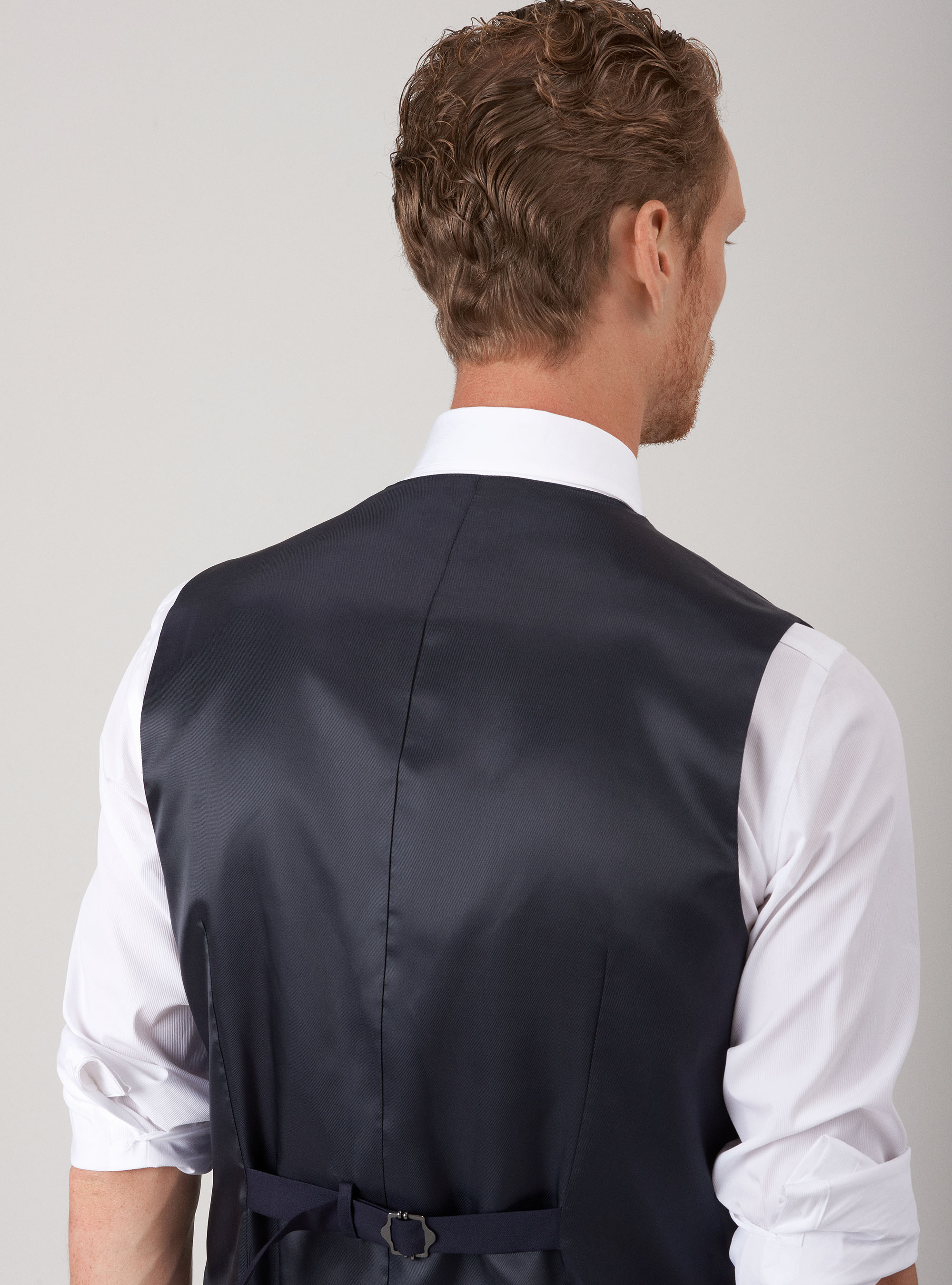 Gilet blue navy in fresco lana, BLU NAVY