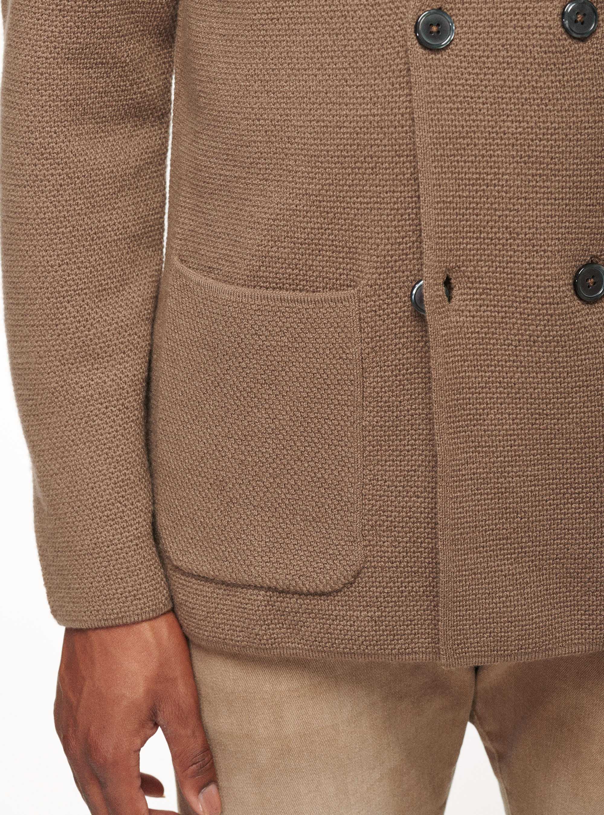 Cárdigan de pura lana merina, BARRO