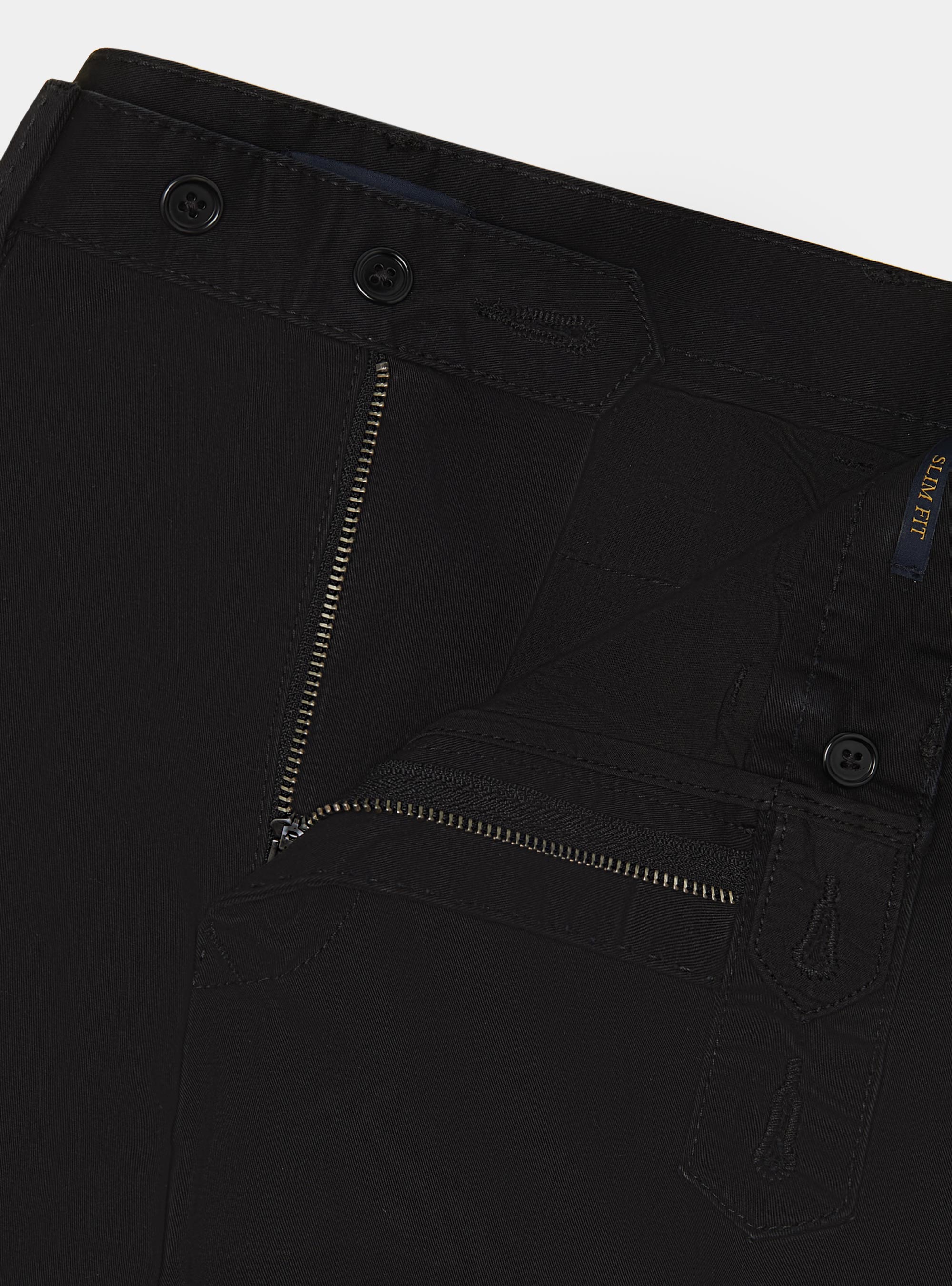 Pantaloni chino slim fit in cotone twill, NERO