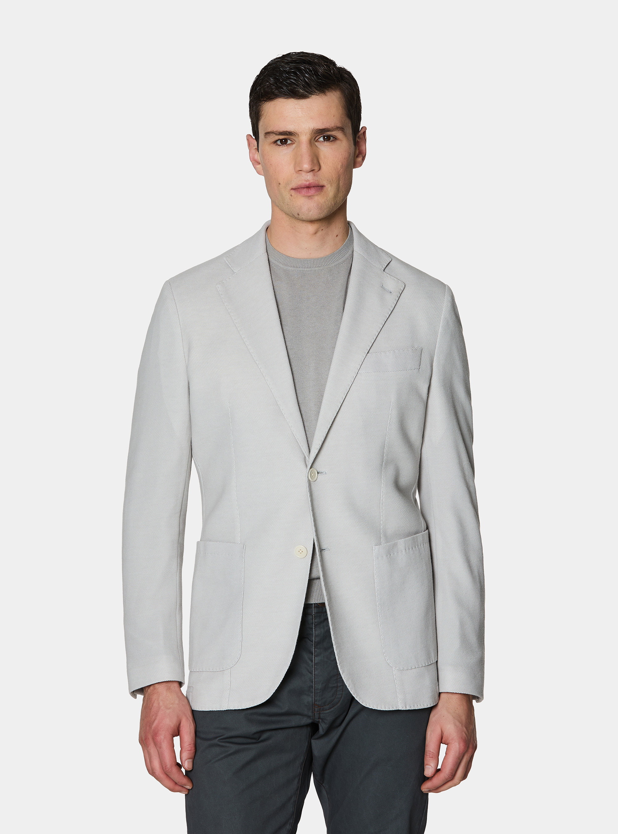 Giacca jersey in misto cotone, GRIGIO CHIARO 0256C