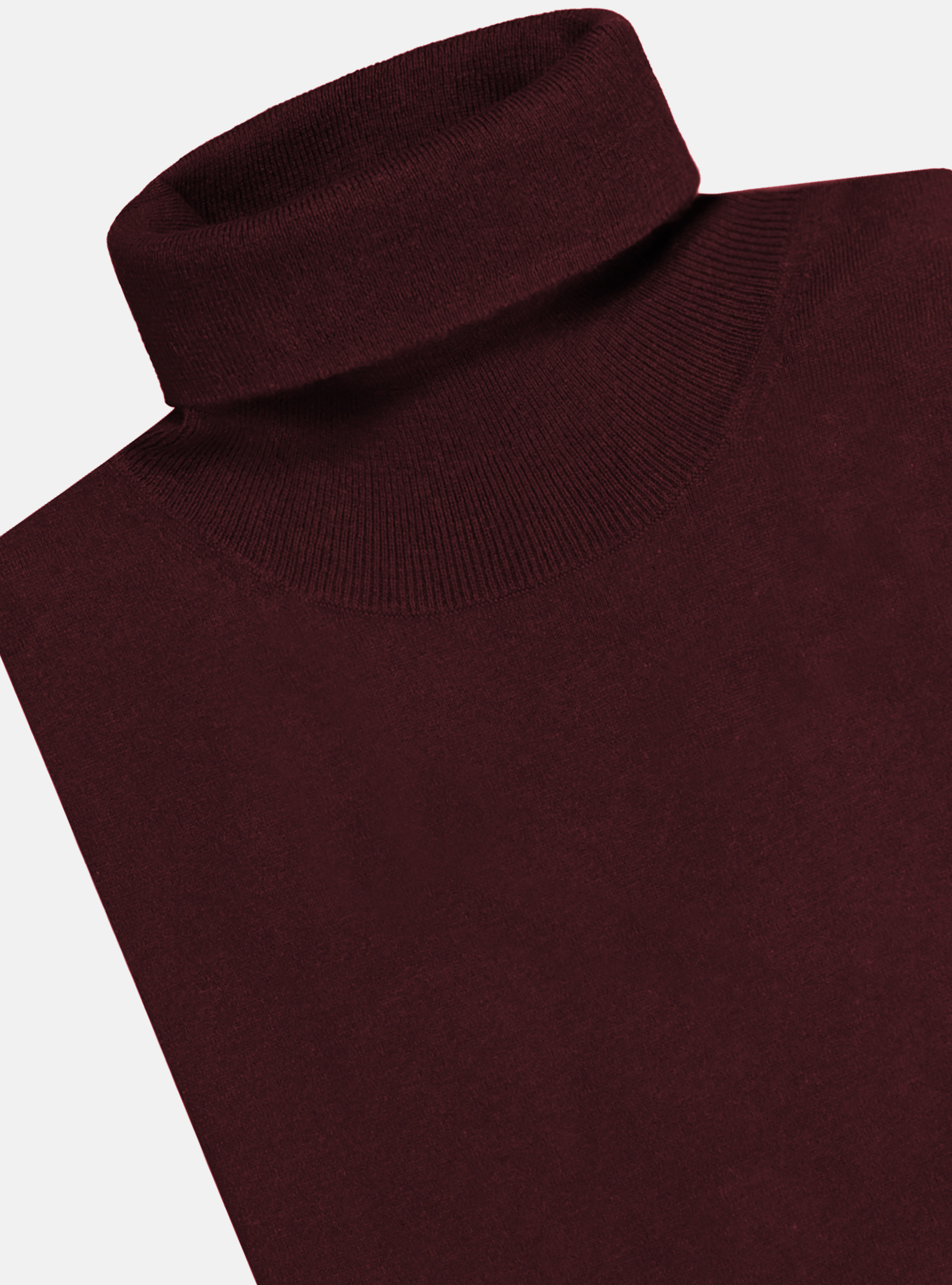 JERSEY CUELLO ALTO TEJIDO ALGOD&Oacute;N SEDA CACHEMIRA, BURDEOS