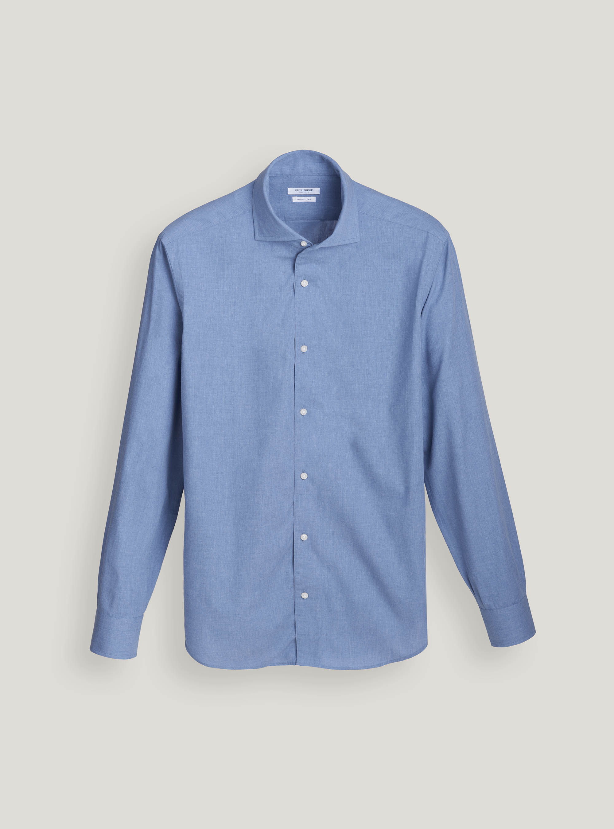 Camicia in flanella di cotone, AZZURRO