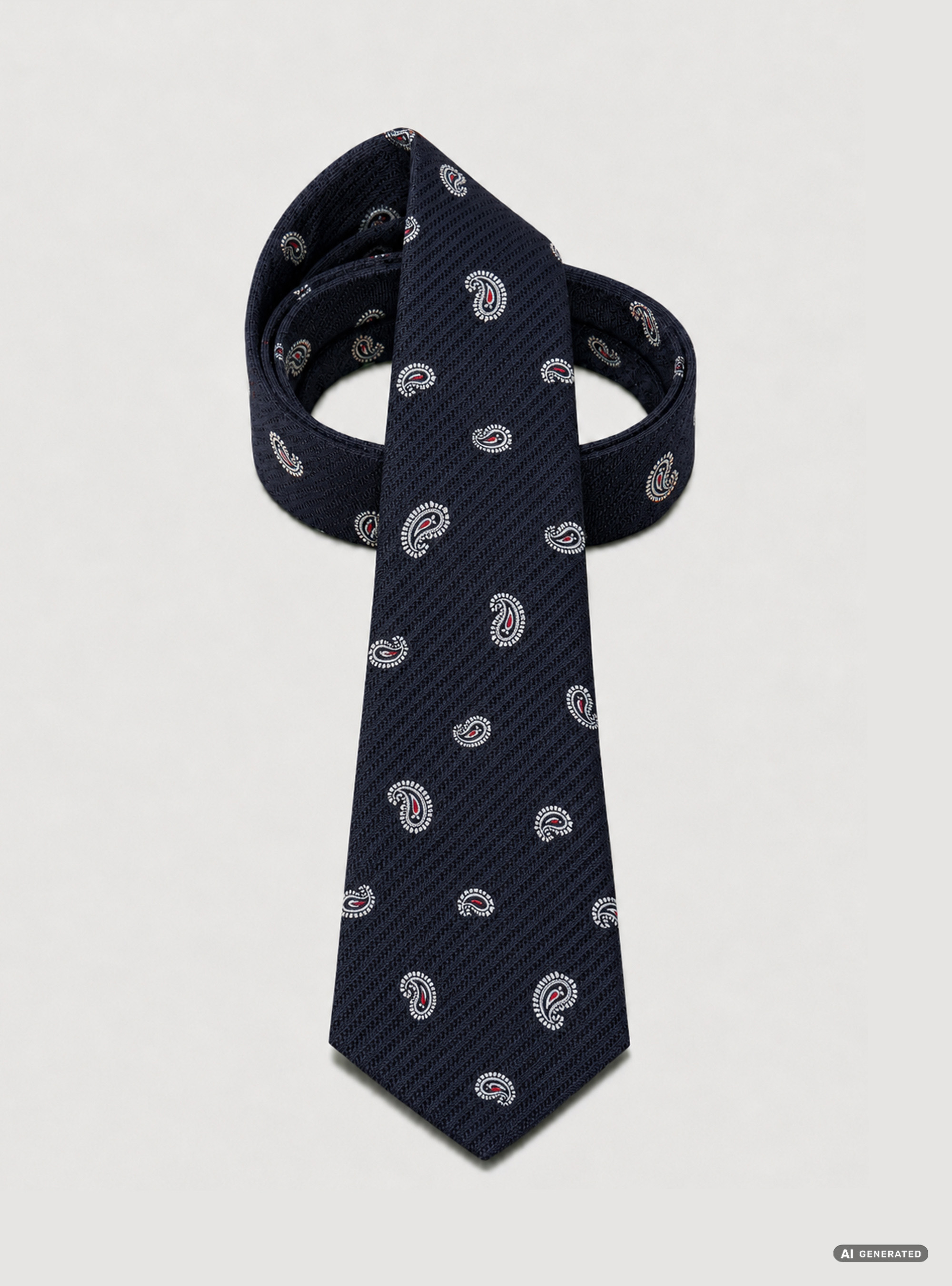 Jacquard silk paisley tie, NAVY BLUE
