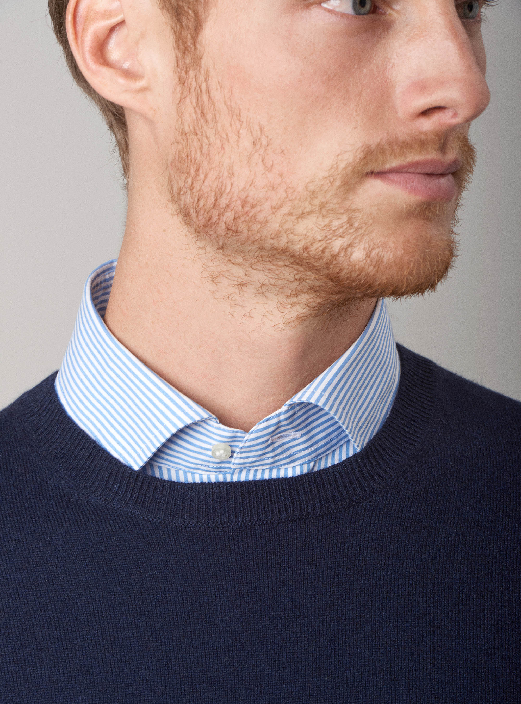 Maglia girocollo in lana lambswool e cashmere, BLU NAVY