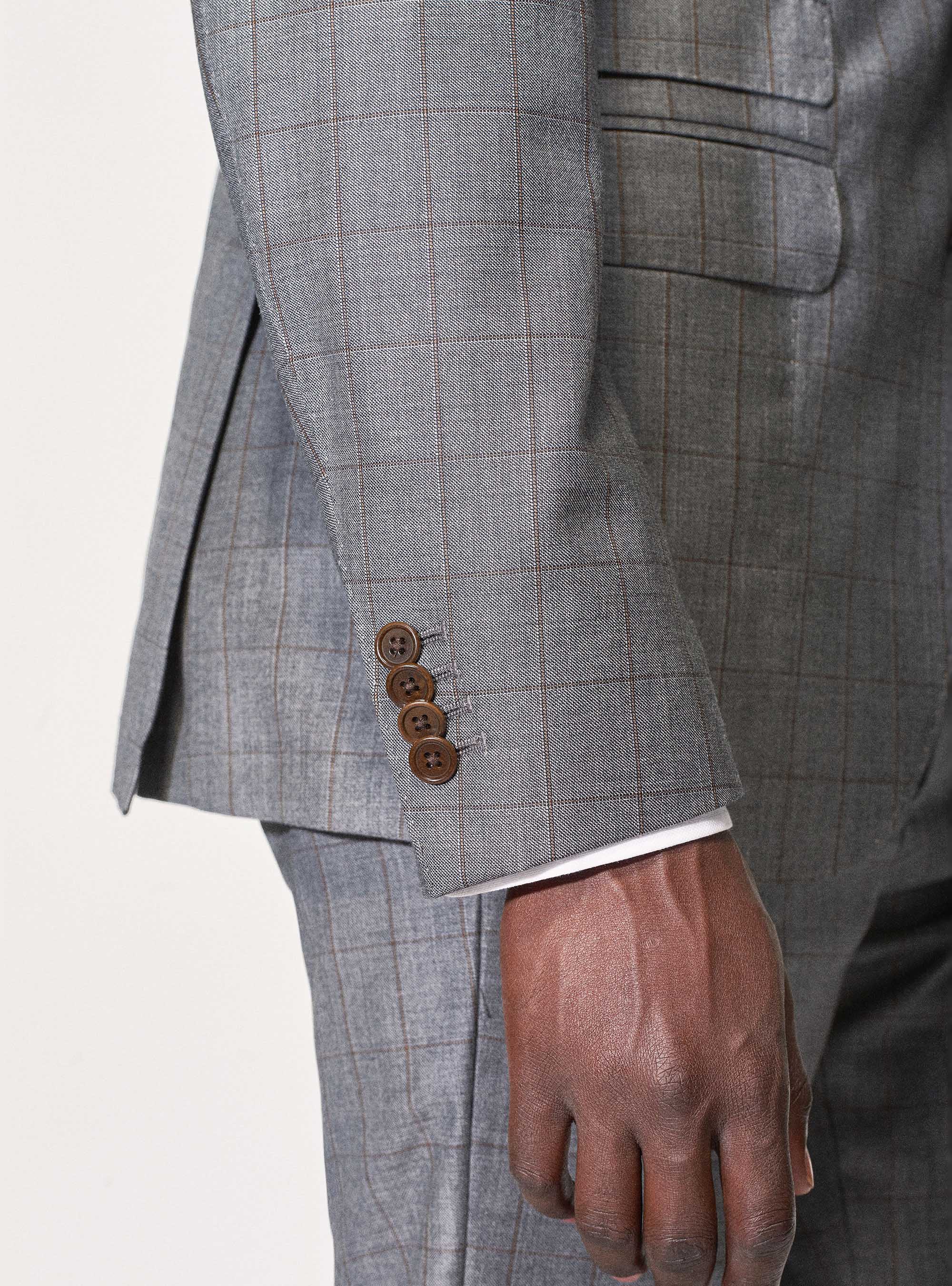 Giacca per abito in pura lana a quadri superfine 110's Vitale Barberis Canonico, GRIGIO CHIARO