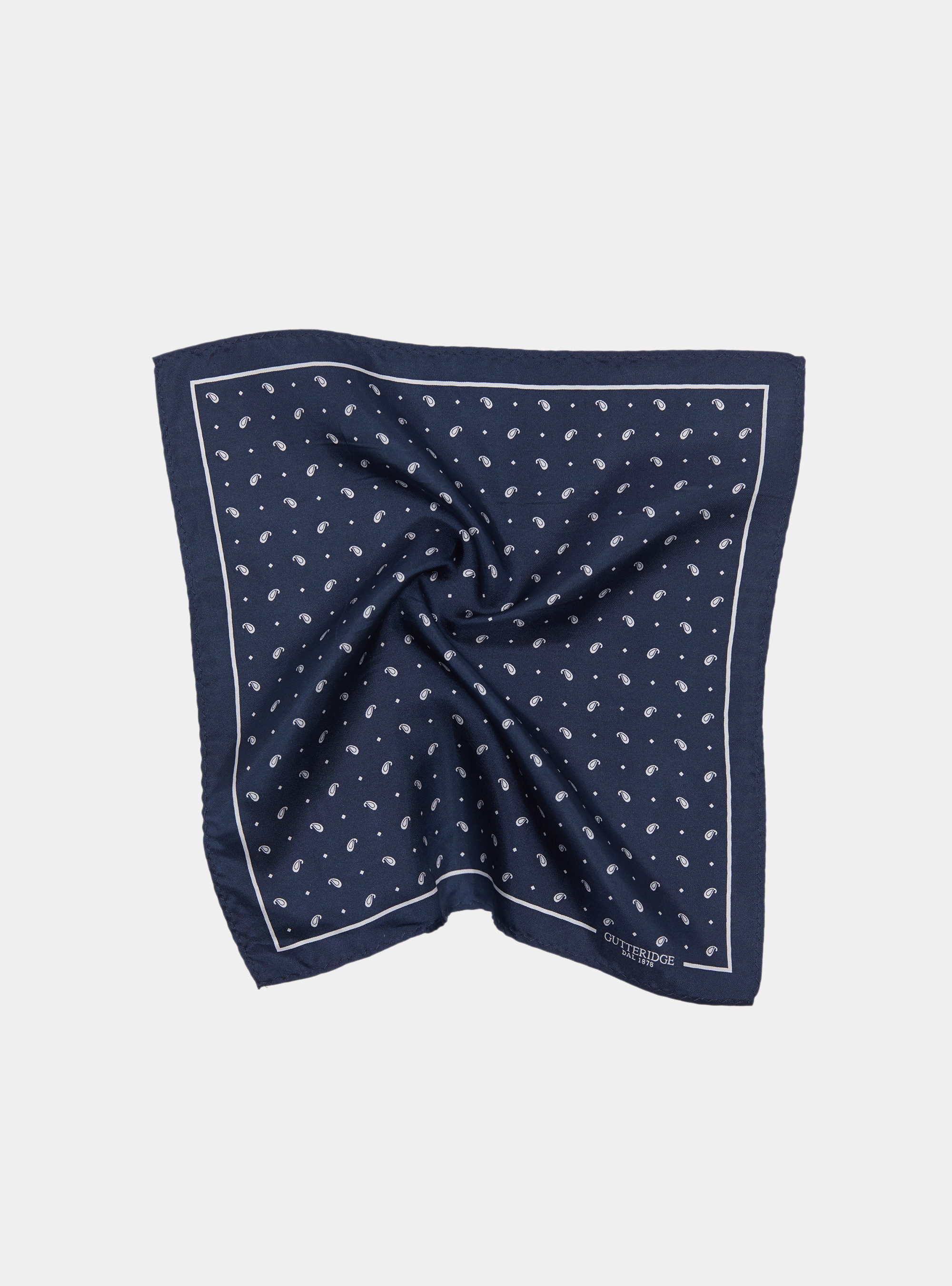 Pañuelo de seda estampado paisley, B053 NAVY/BIANCO