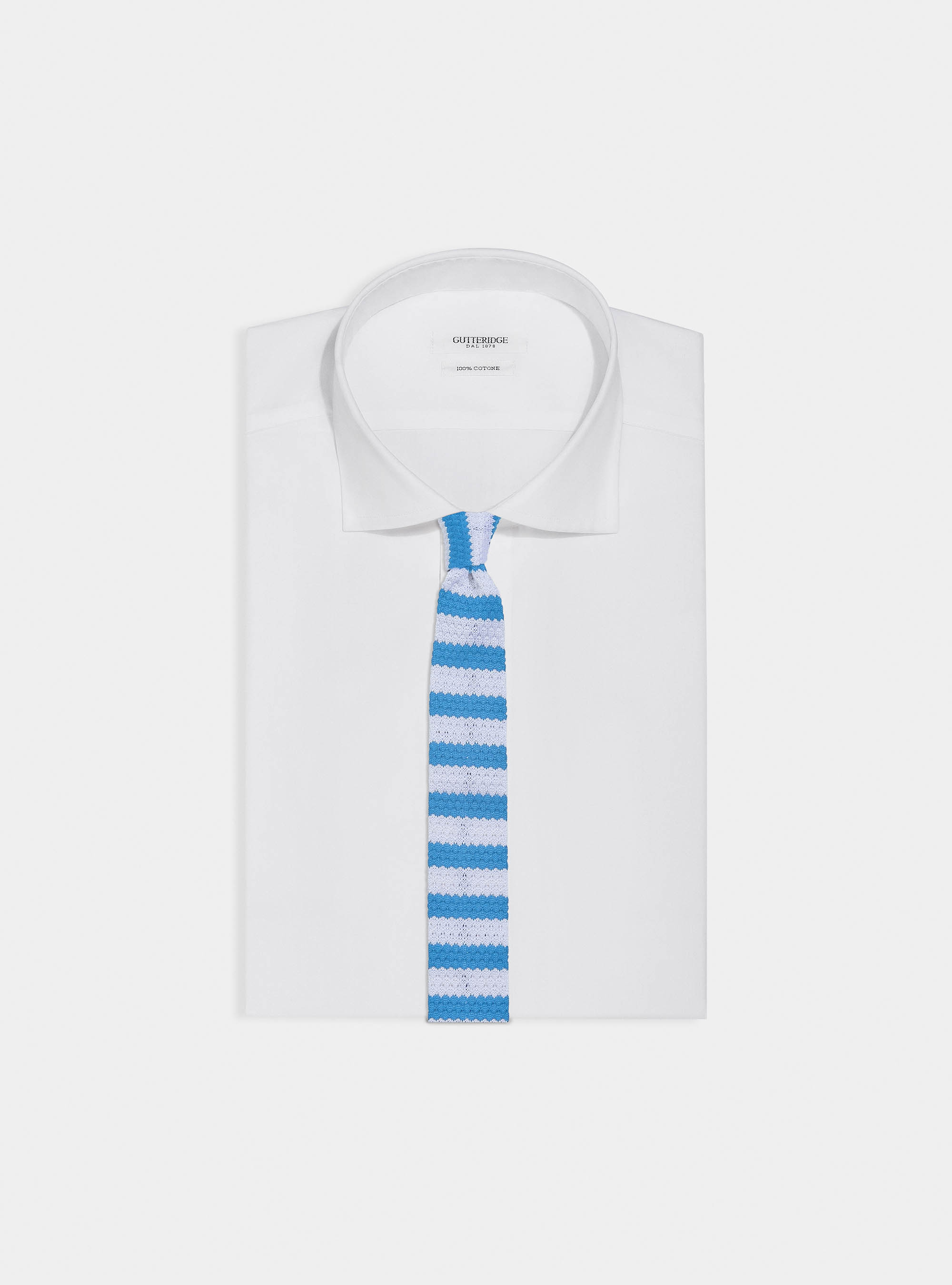 Cravatta in maglia a righe, AZZURRO 0278C