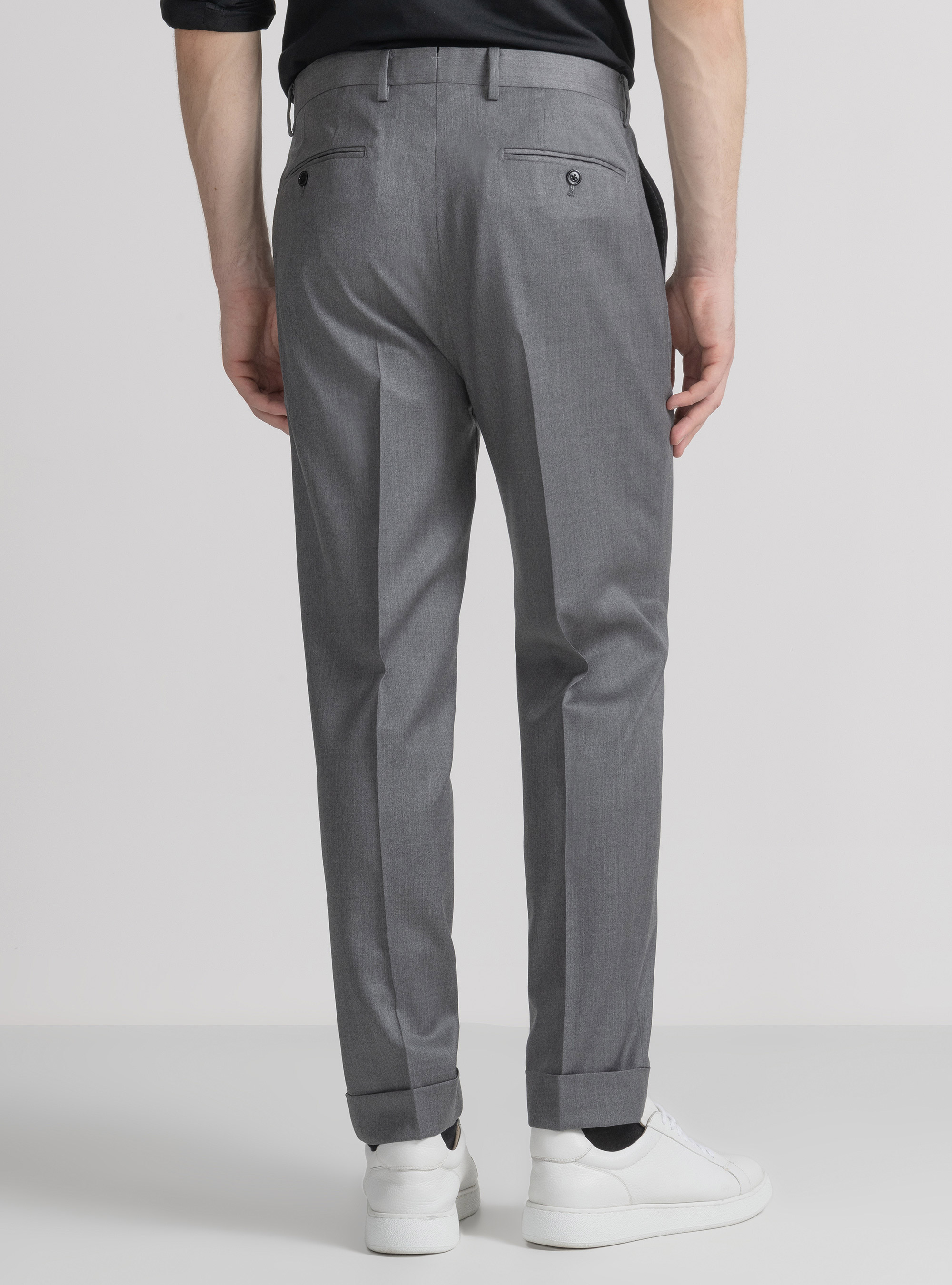 Pantaloni doppia pince in pura lana Reda, GRIGIO CHIARO