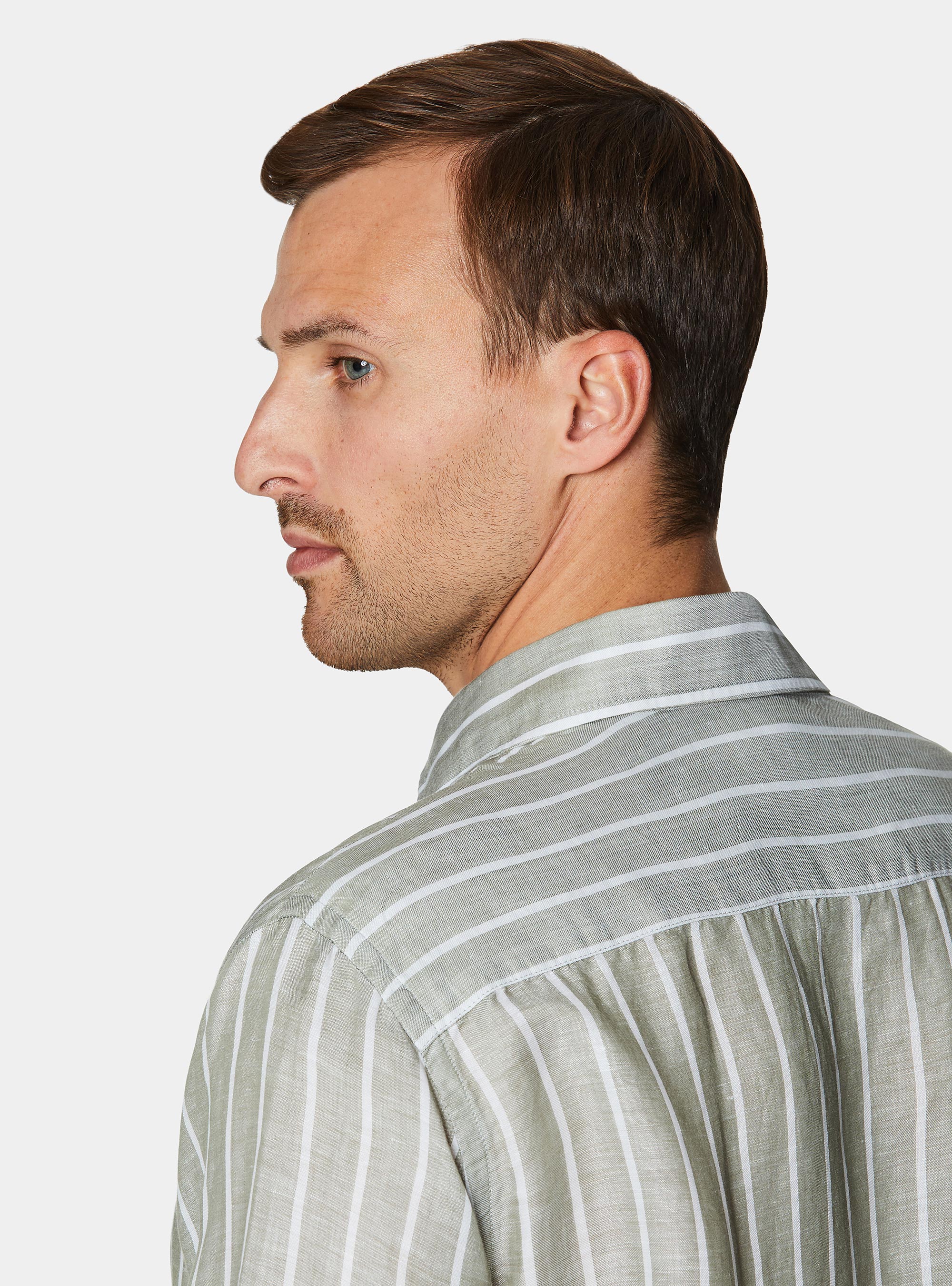 Gestreiftes Hemd aus einer Leinenmischung, SALVIA 0602C