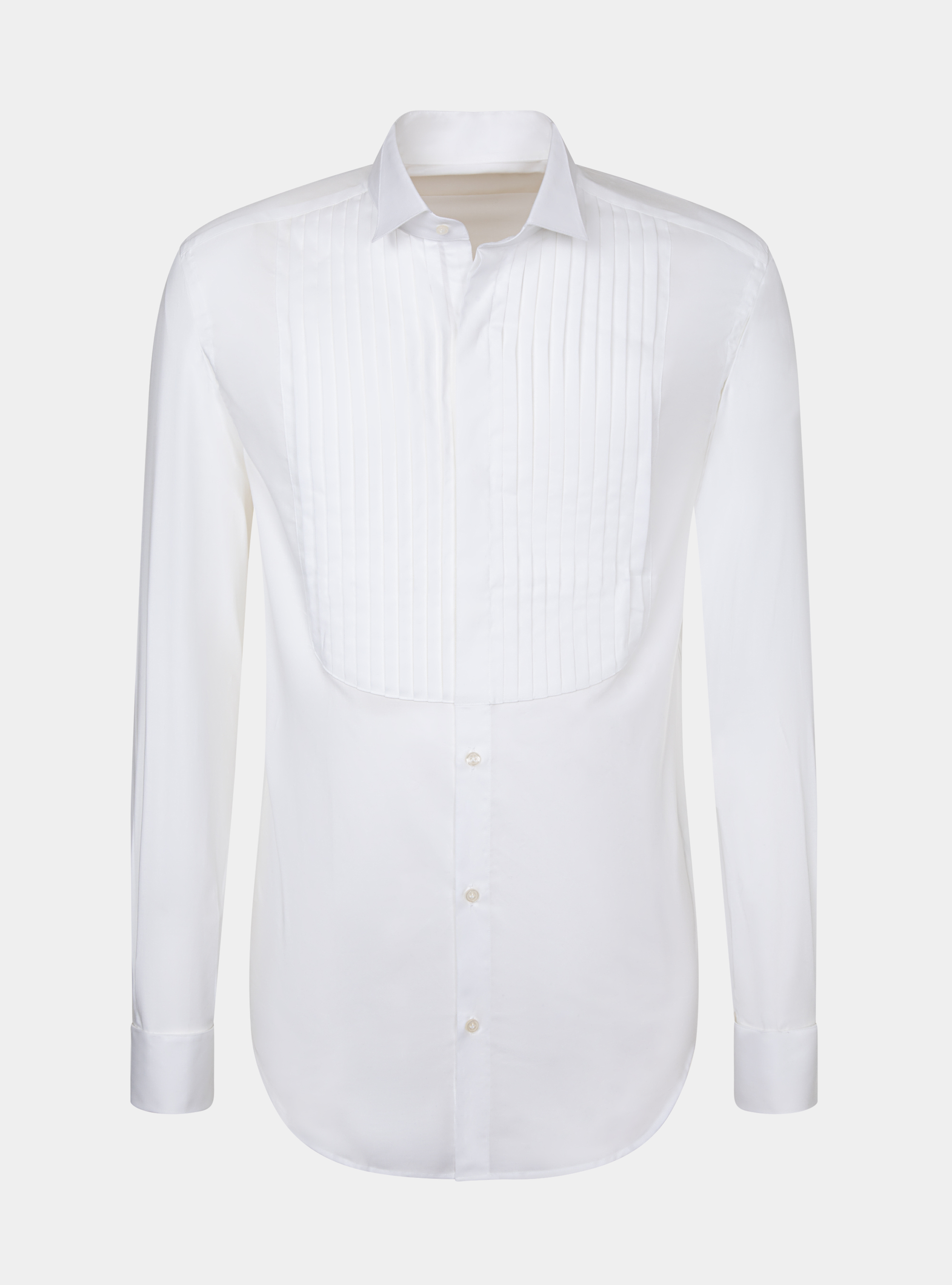 Camicia smoking con collo diplomatico, BIANCO