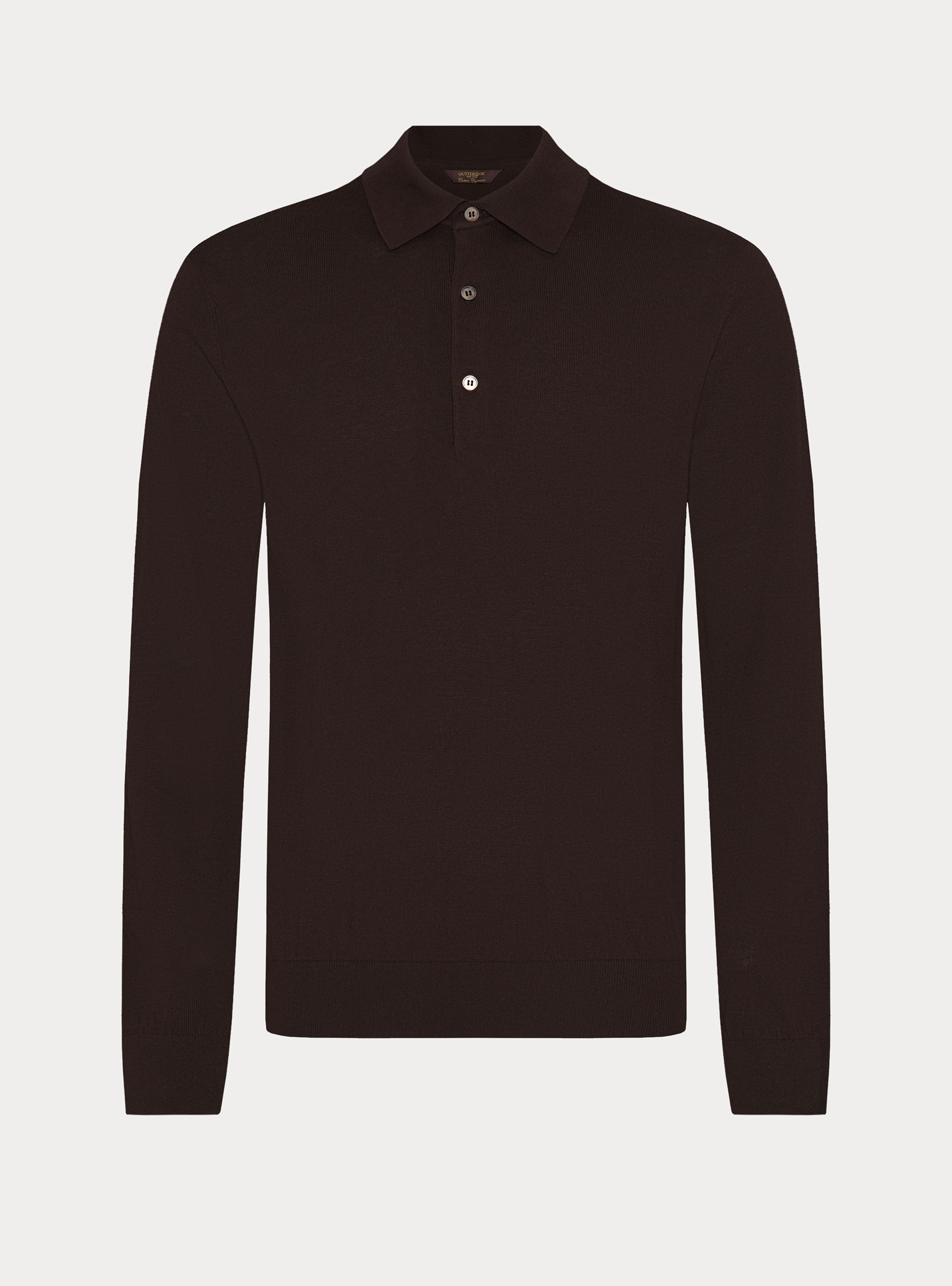 Polo in maglia di cotone e cashmere, MARRONE