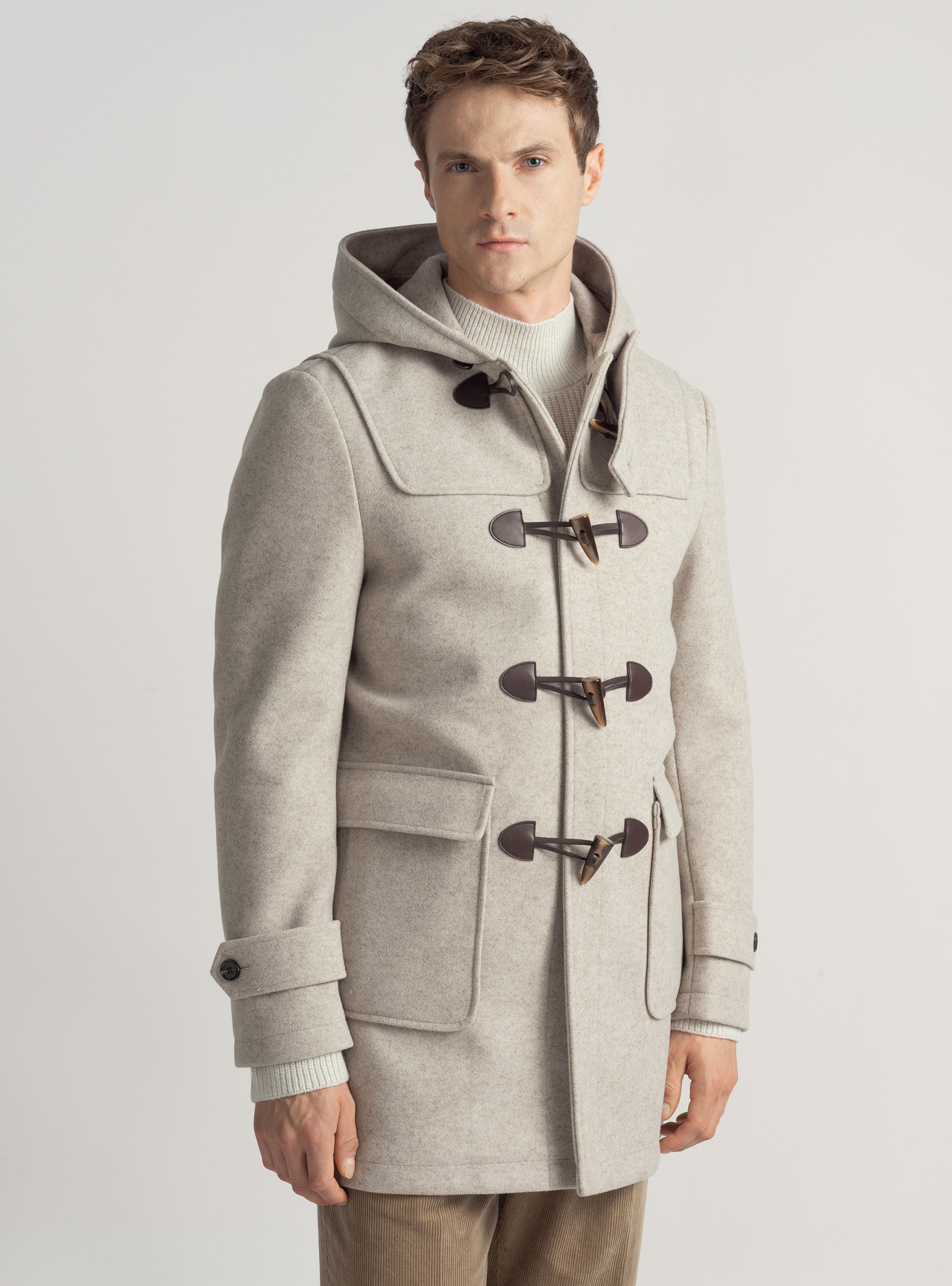 Abrigo básica en mezcla de lana, CRUDO