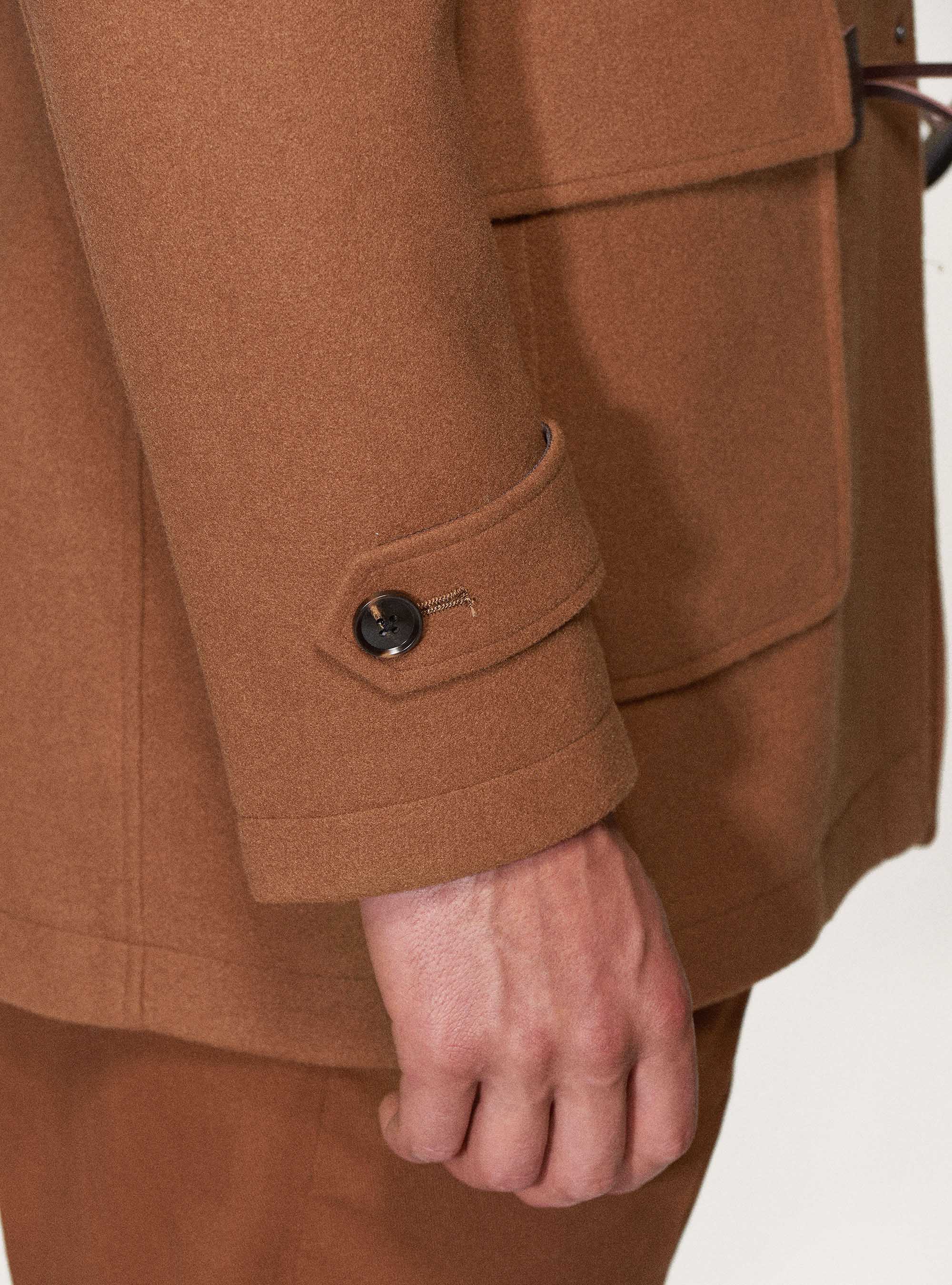 Montgomery con cappuccio in misto lana, 0522C CARAMELLO