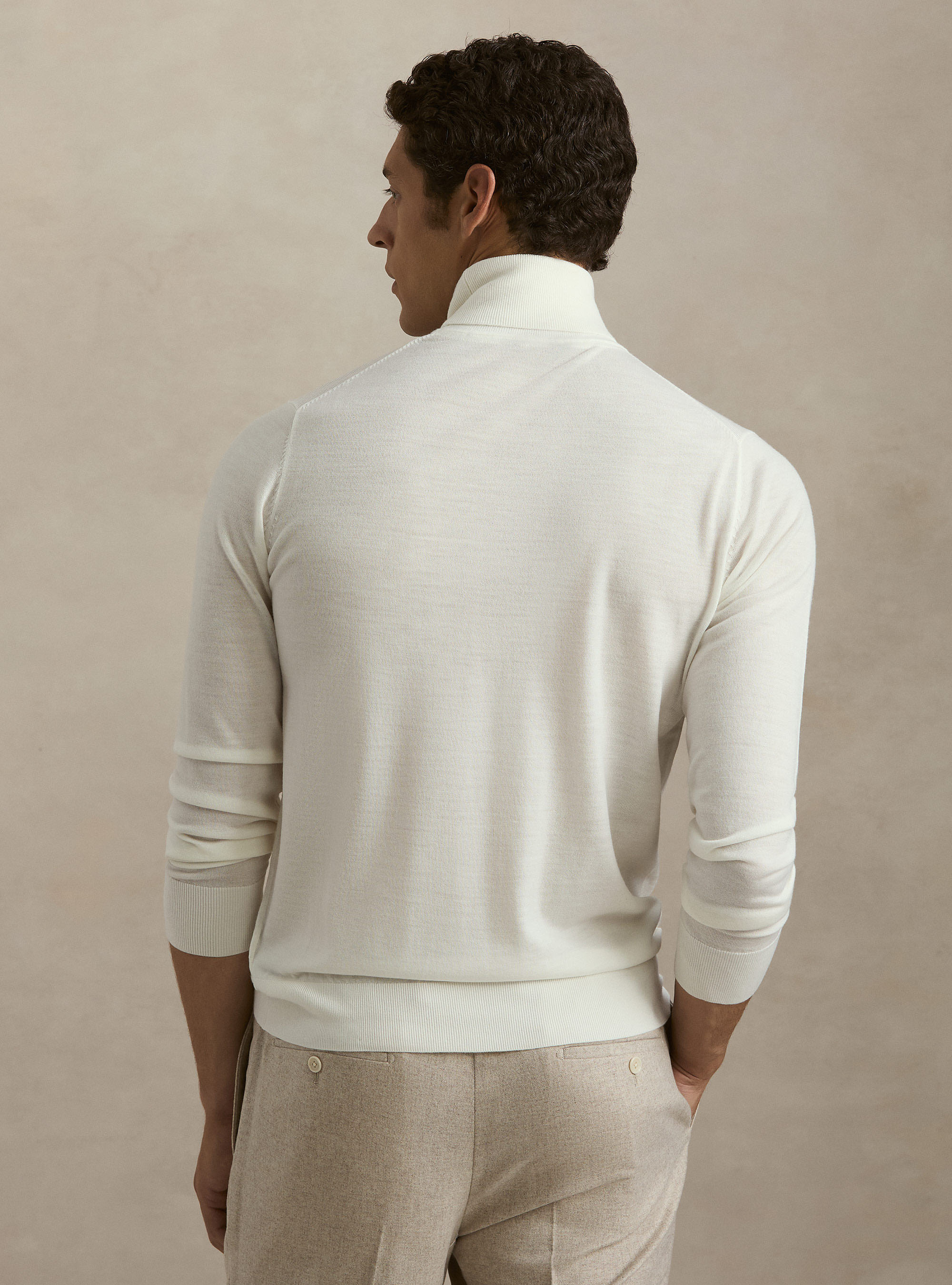 Dolcevita in pura lana merino extrafine, BIANCO