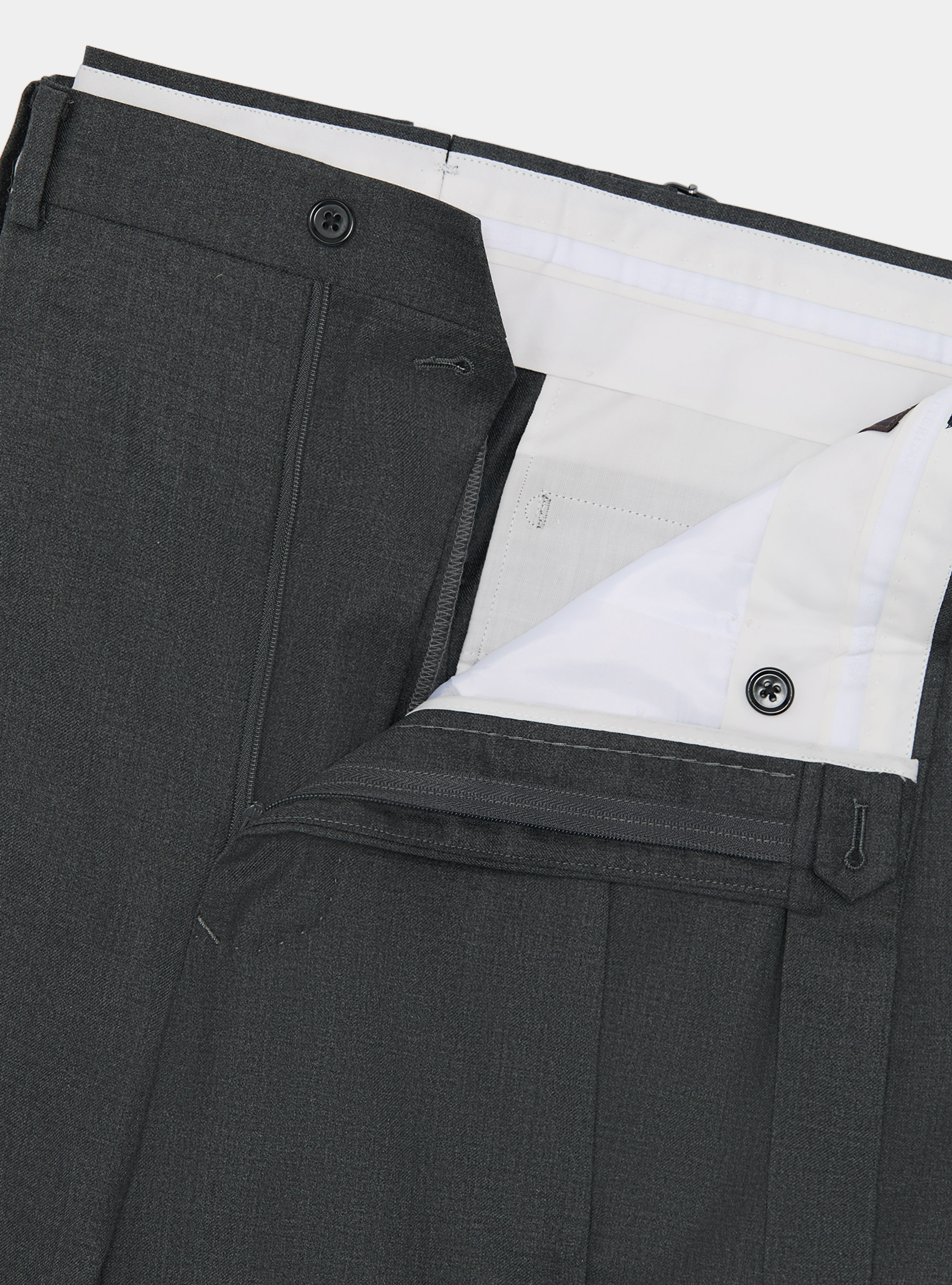 Pantaloni con pince in lana Vitale Barberis Canonico, ASFALTO