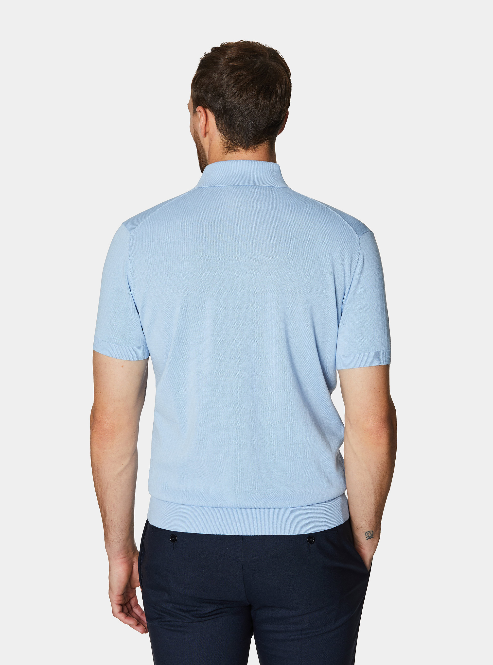 Polo in maglia in cotone m/c, 0266C AZZURRO