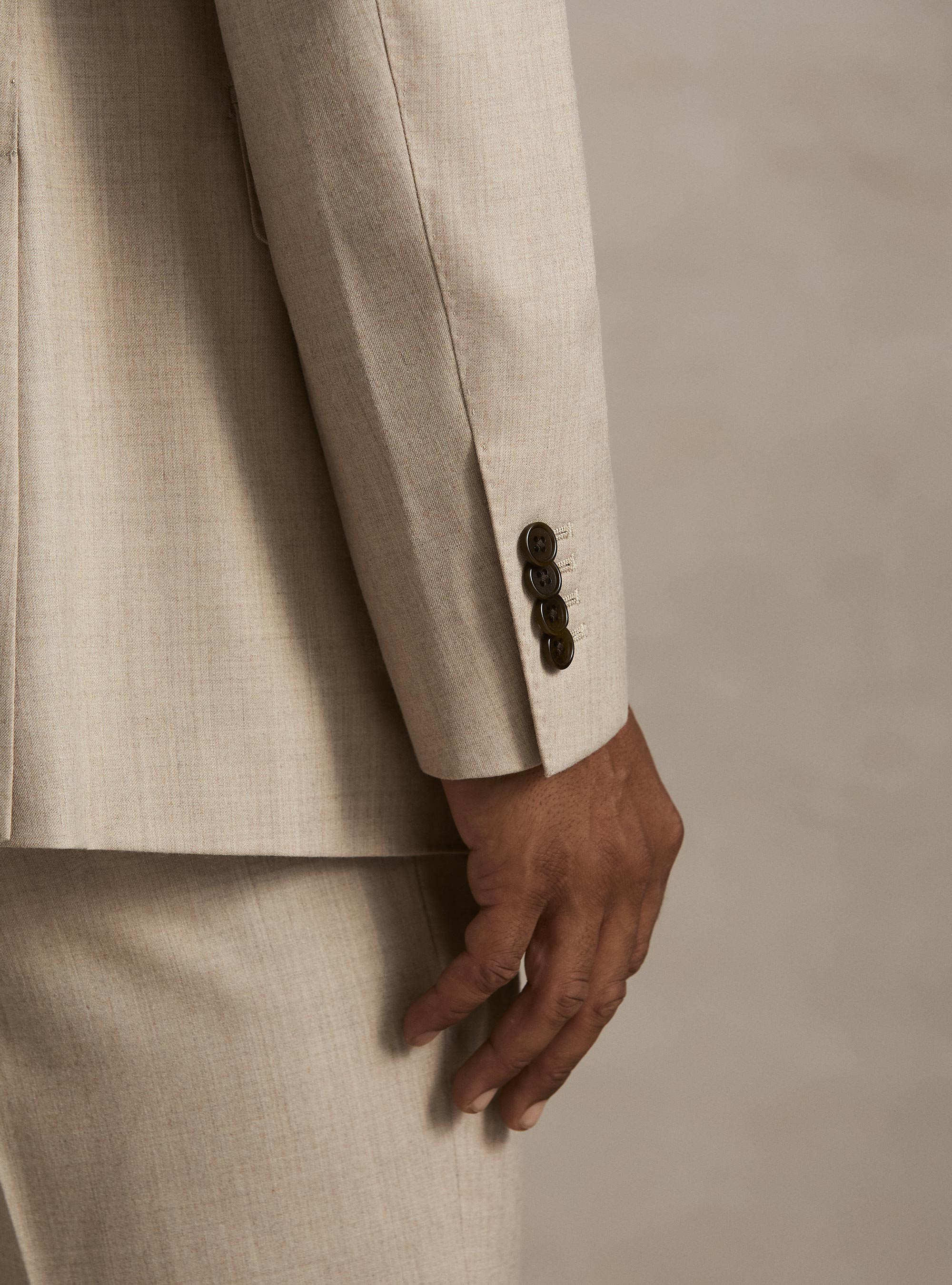 Wool flannel suit blazer, SAND