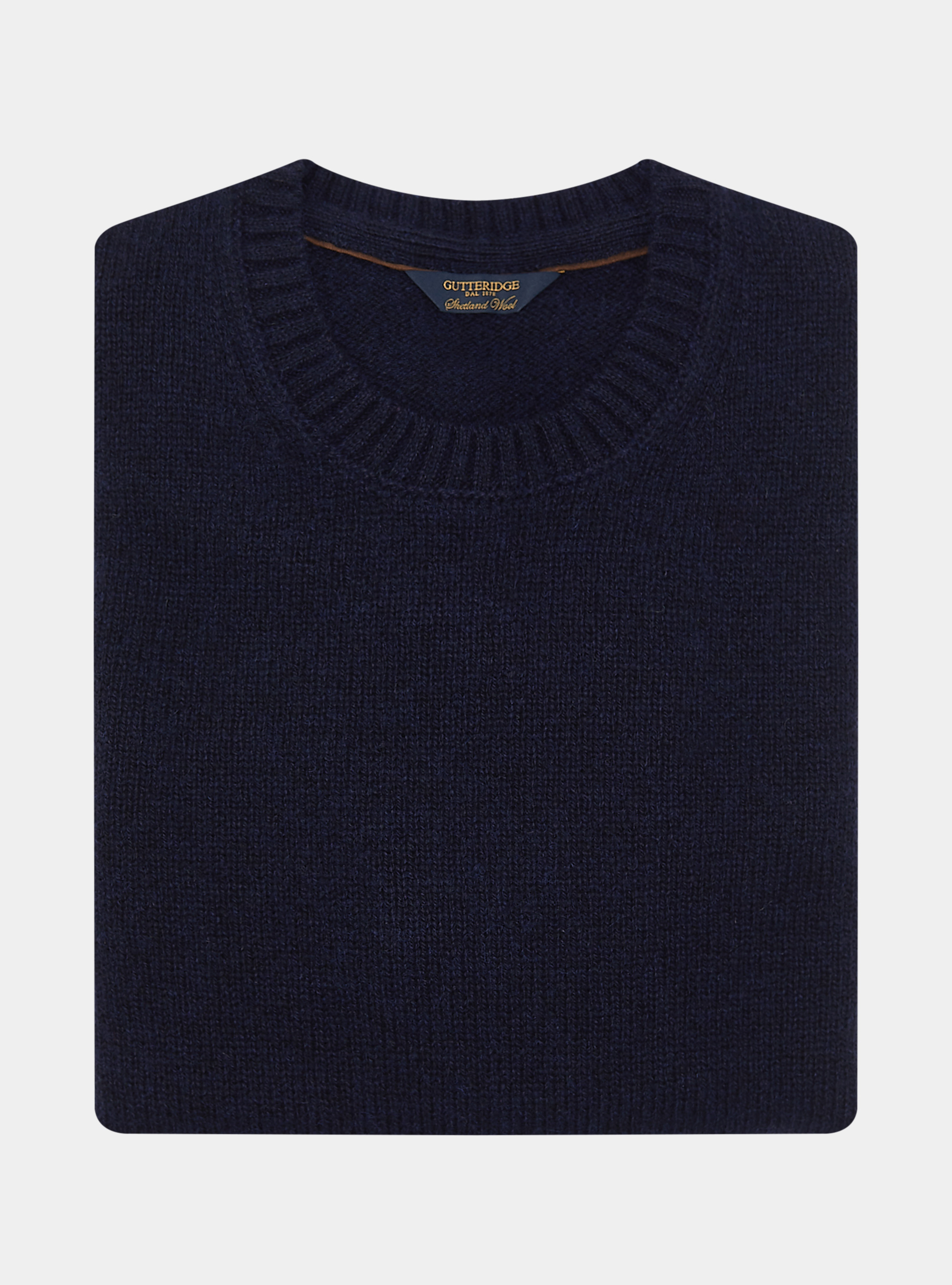 Pure Shetland wool crewneck sweater, NAVY BLUE