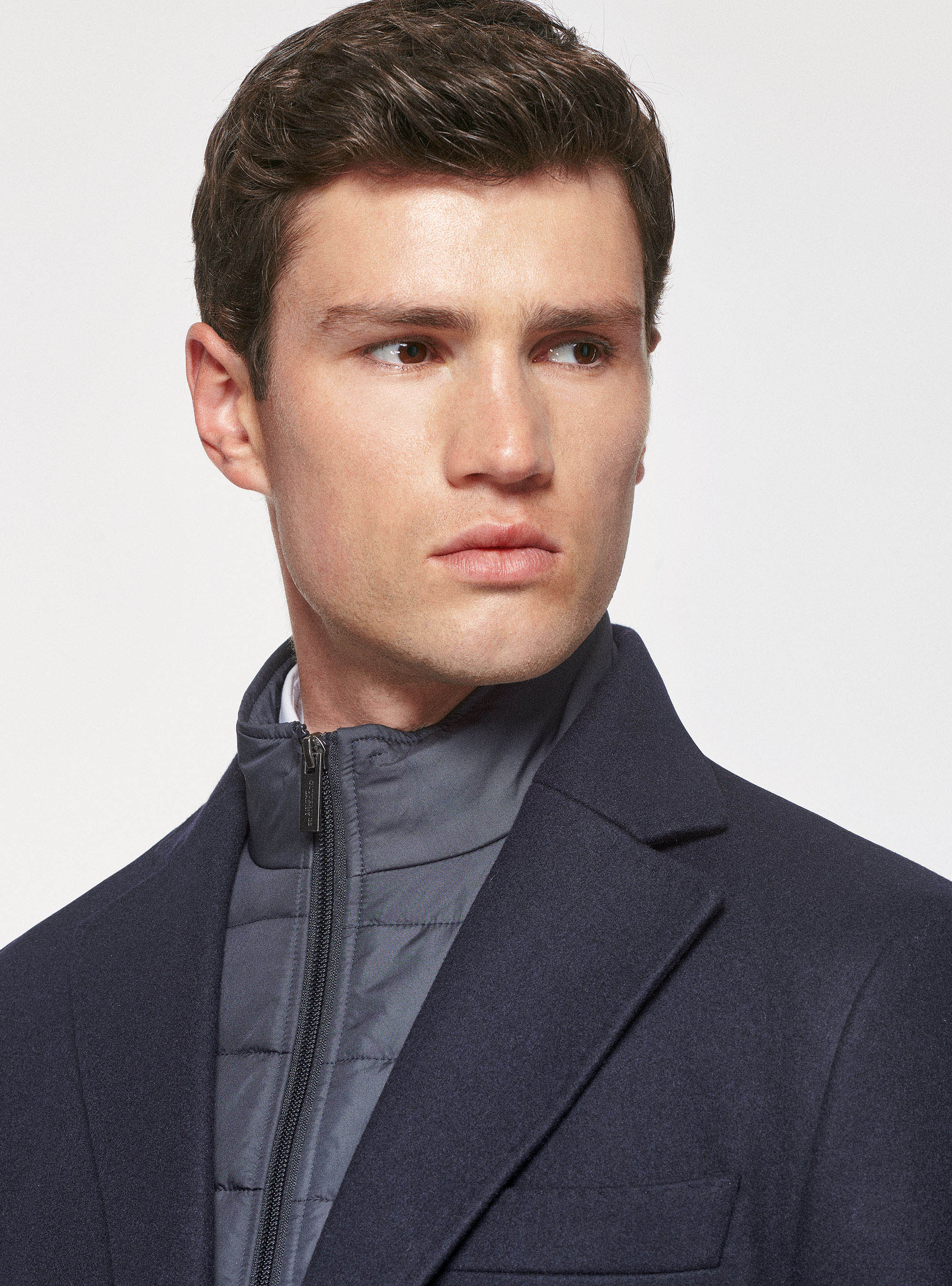 Cappotto in lana con pettorina imbottita 3M, BLU NAVY