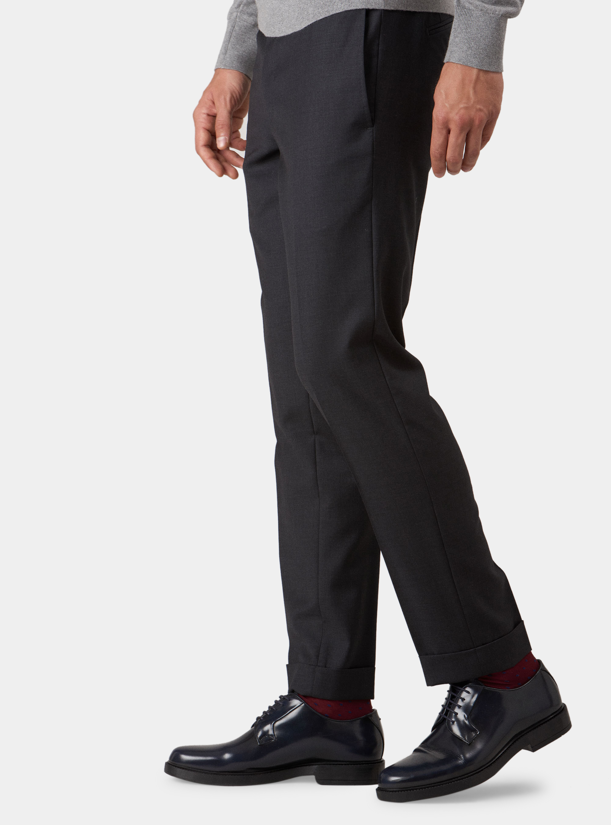 Pantaloni per abito drop 4 in fresco lana, ASFALTO