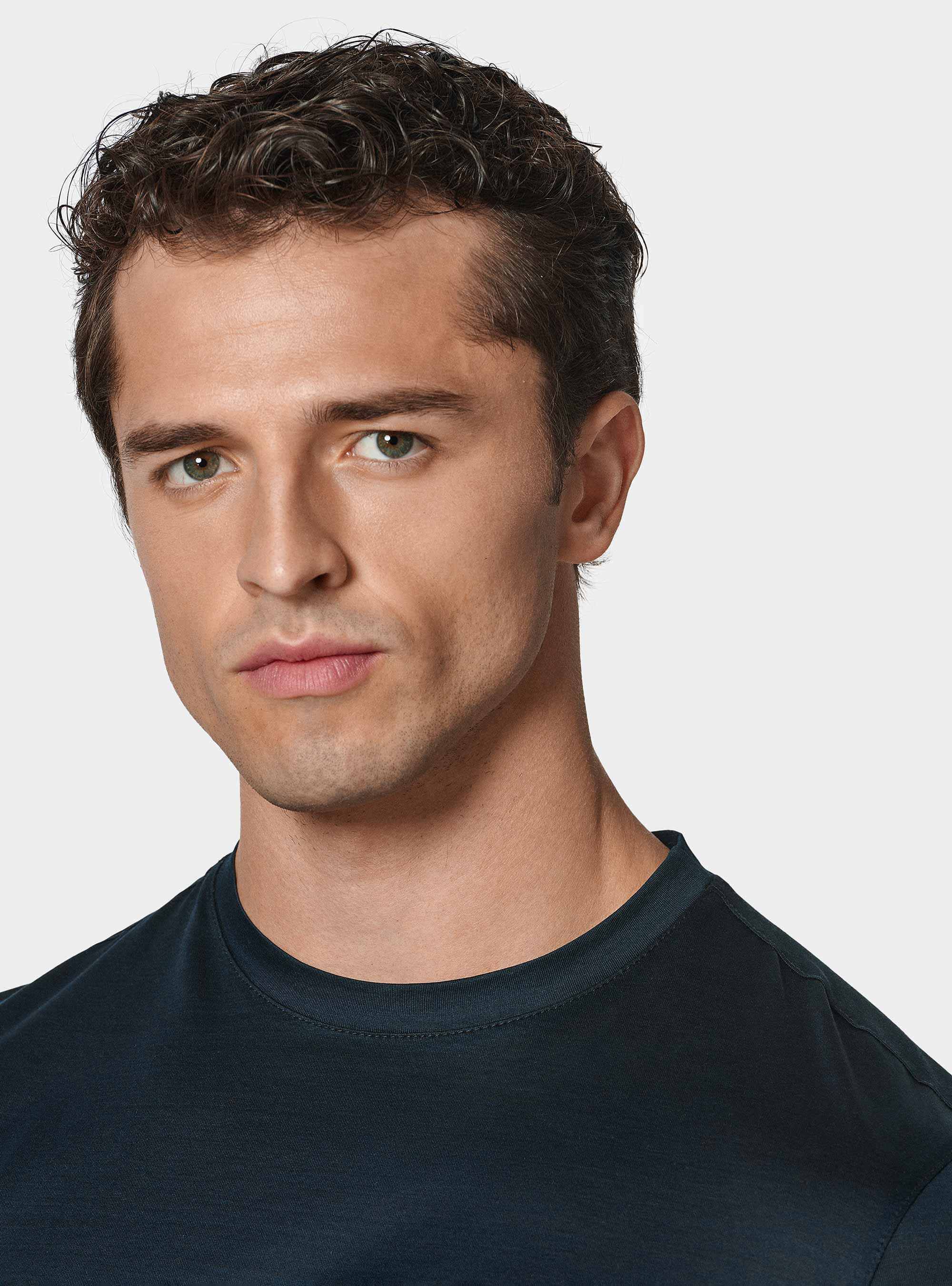 Lisle thread half-sleeved T-shirt, NAVY BLUE