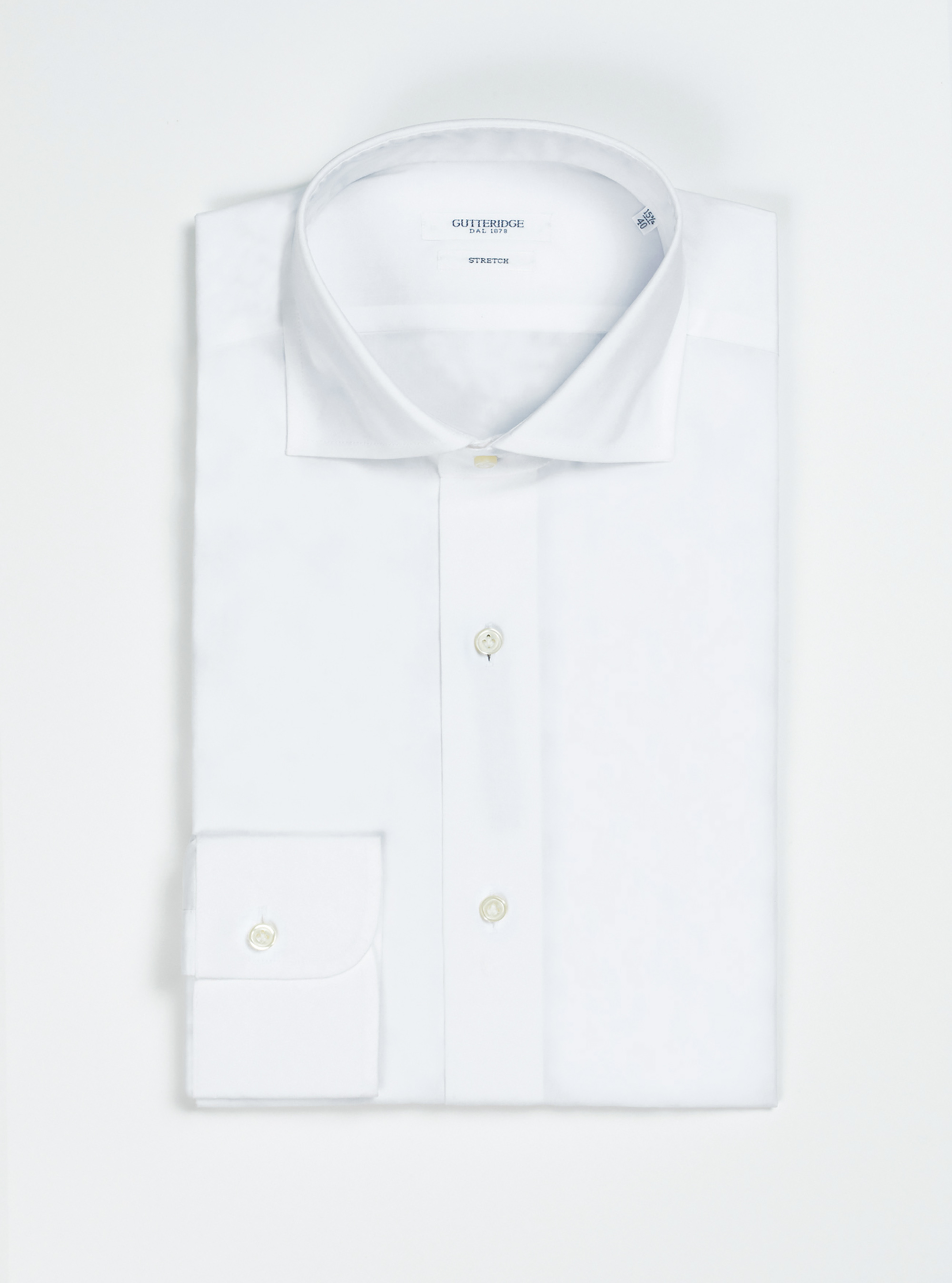 Stretch poplin French collar shirt, WHITE