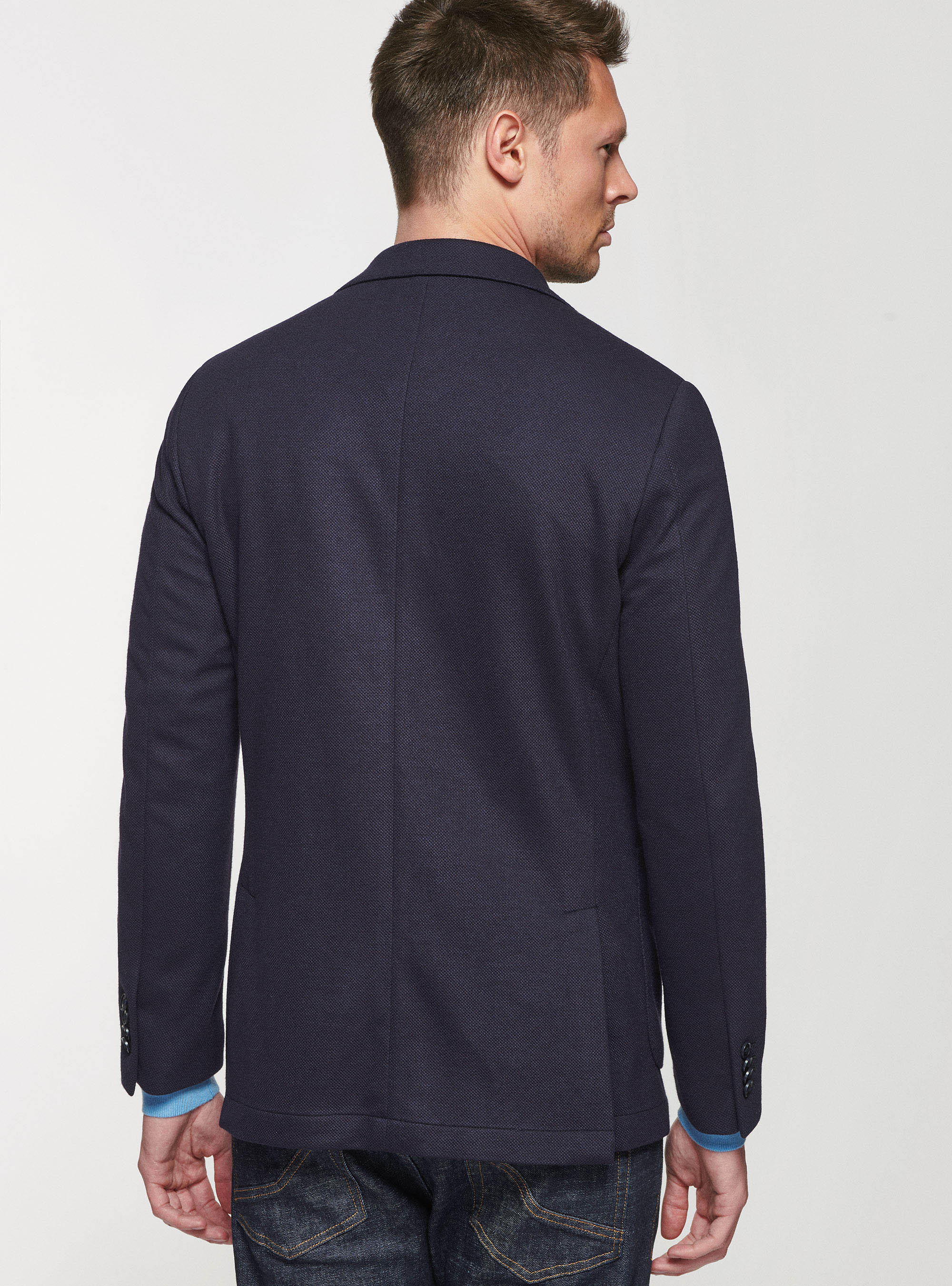Giacca sfoderata in jersey, BLU NAVY
