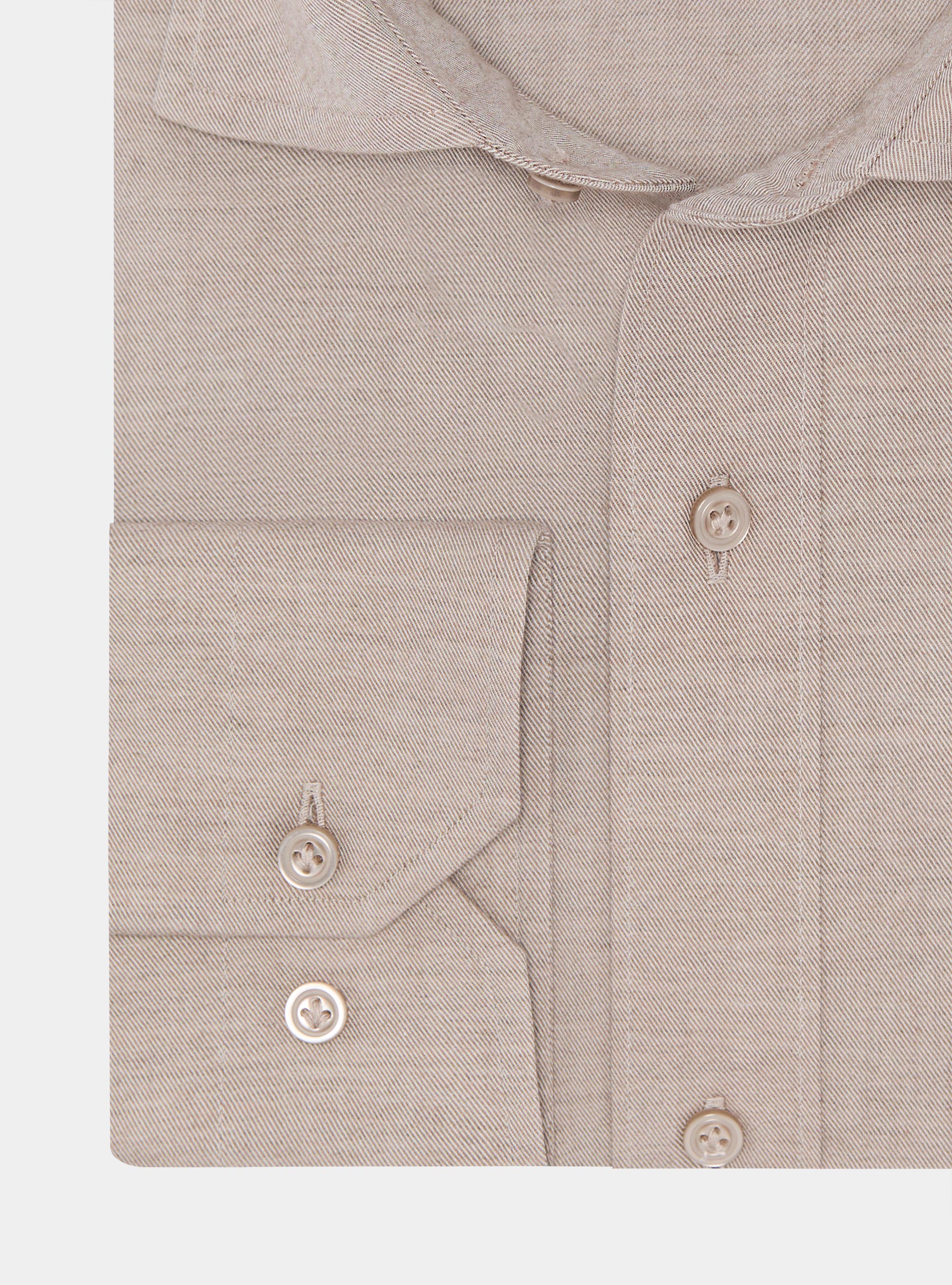 Cotton and wool flannel shirt, SAND