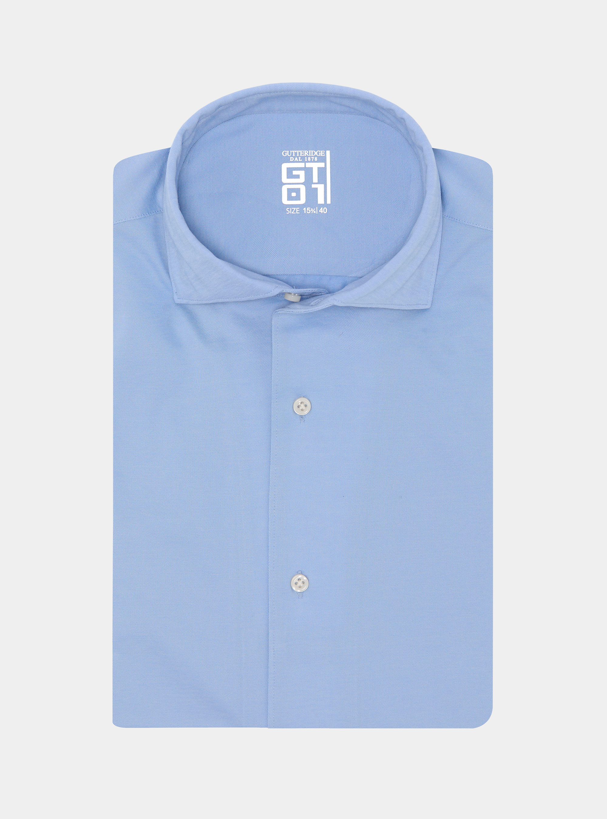 Camicia in jersey misto cotone paramontura, AZZURRO