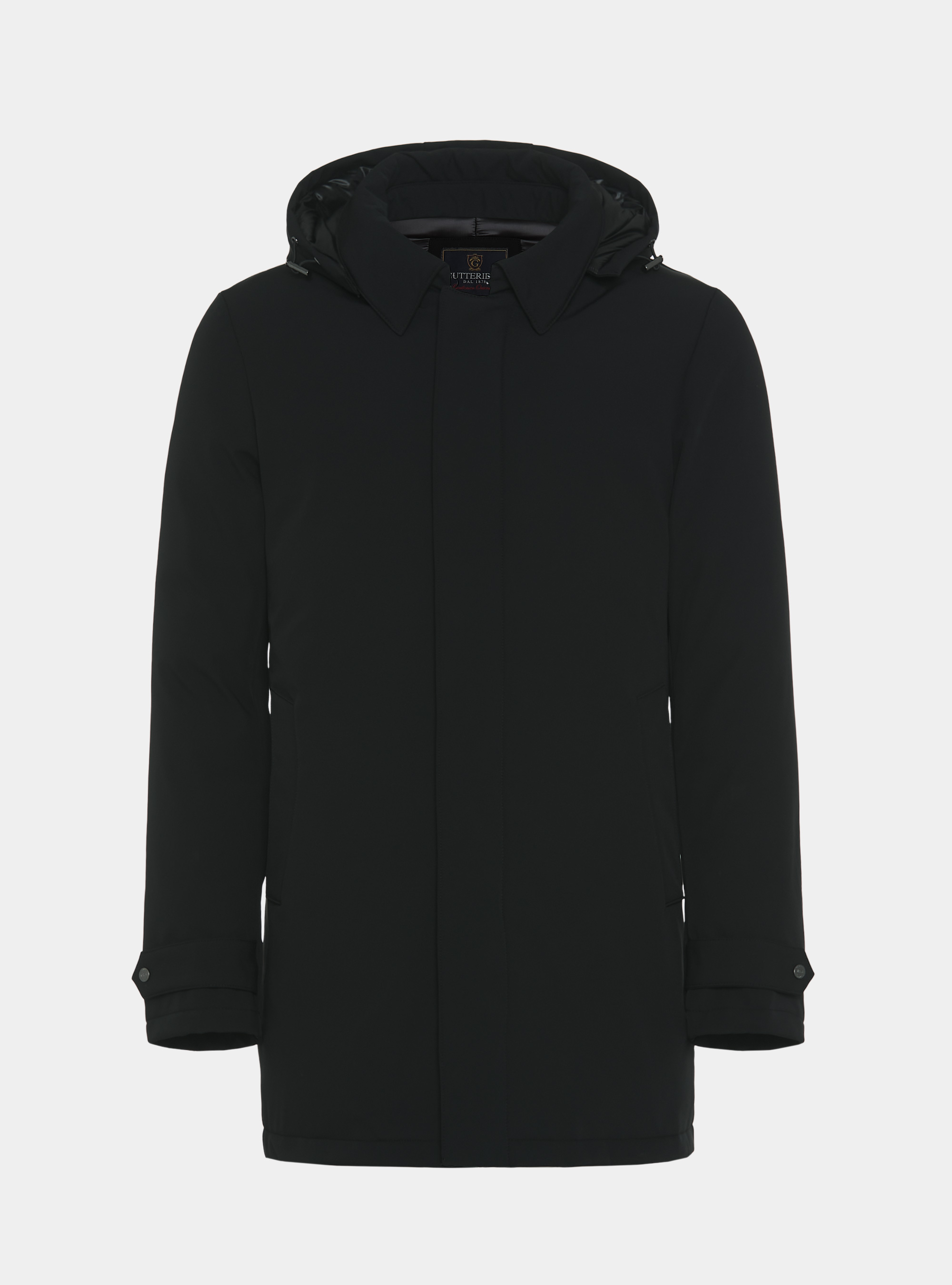 Hooded technical parka, BLACK