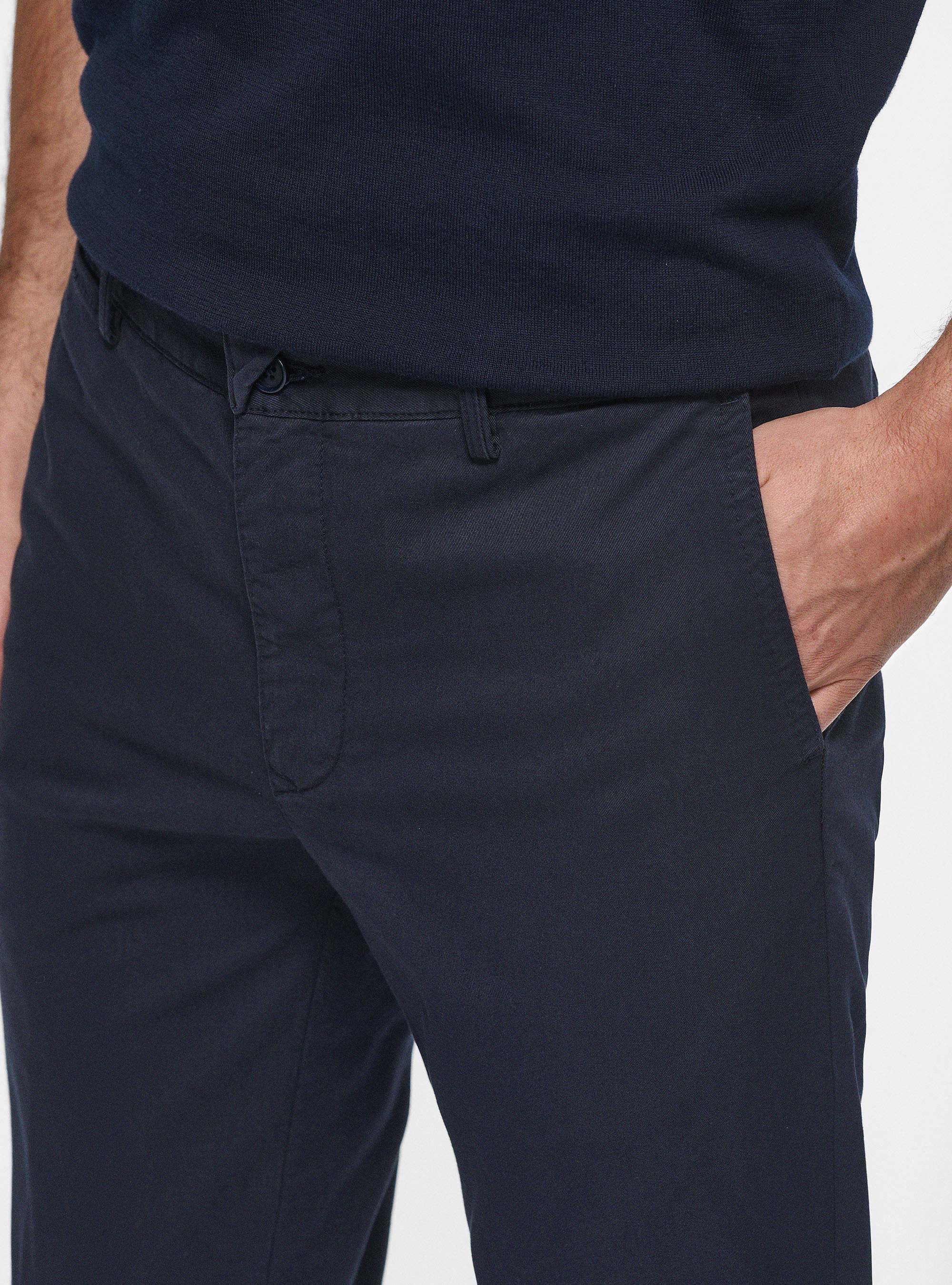Pantaloni slim fit in twill stretch, BLU NAVY