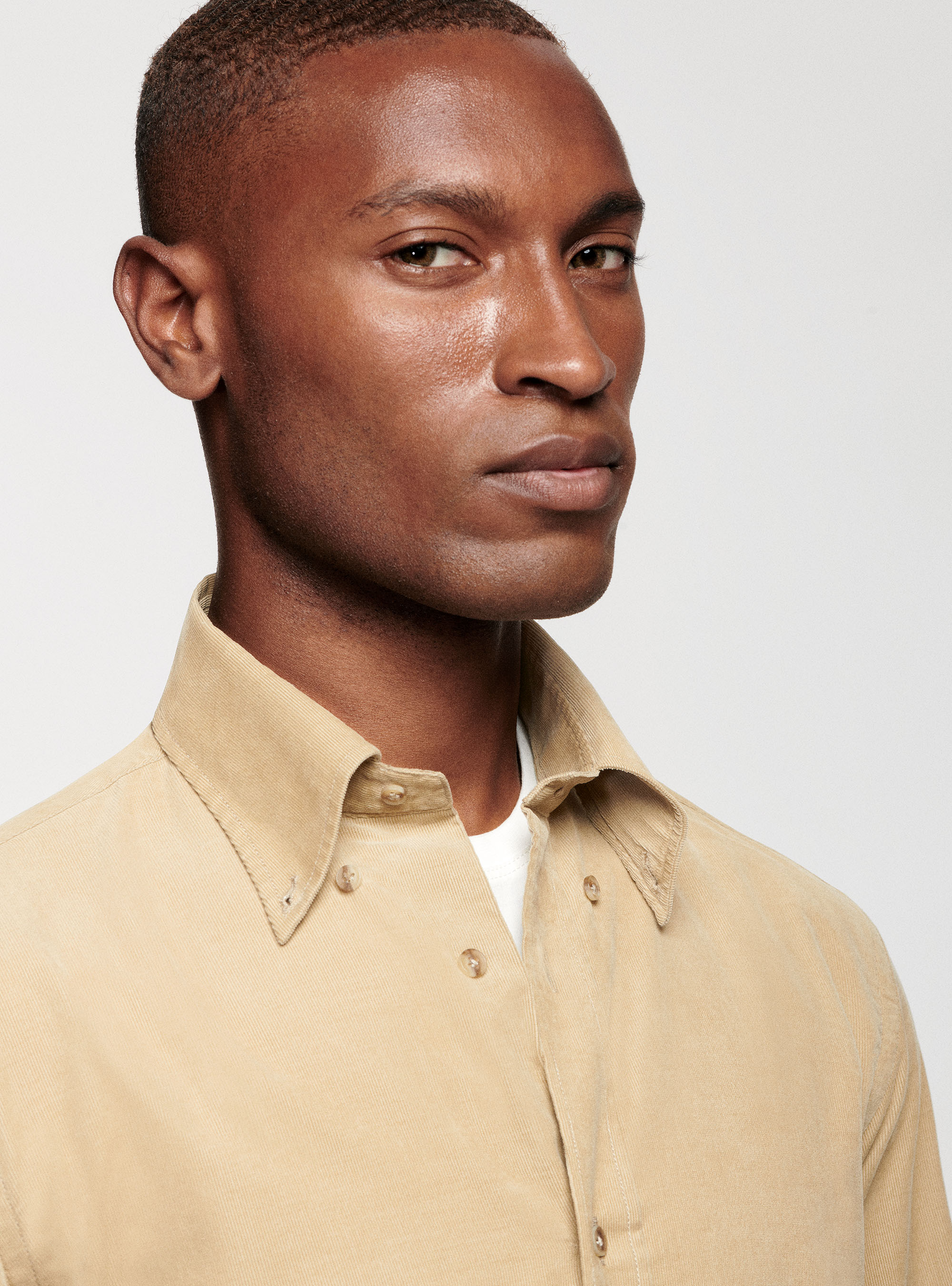 Camicia in velluto a costine, ECRU