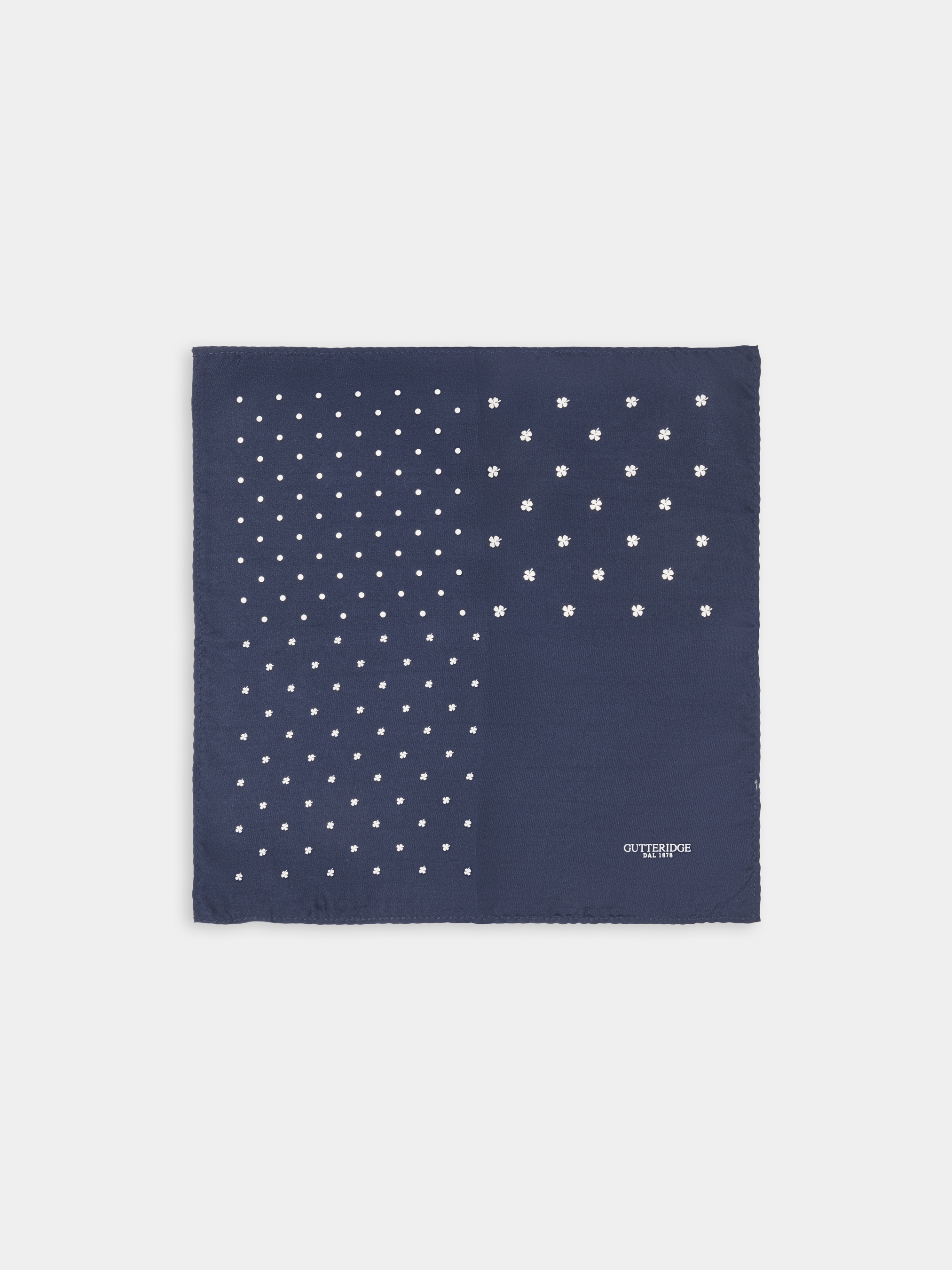 Micro patterned silk pocket square, NAVY BLUE