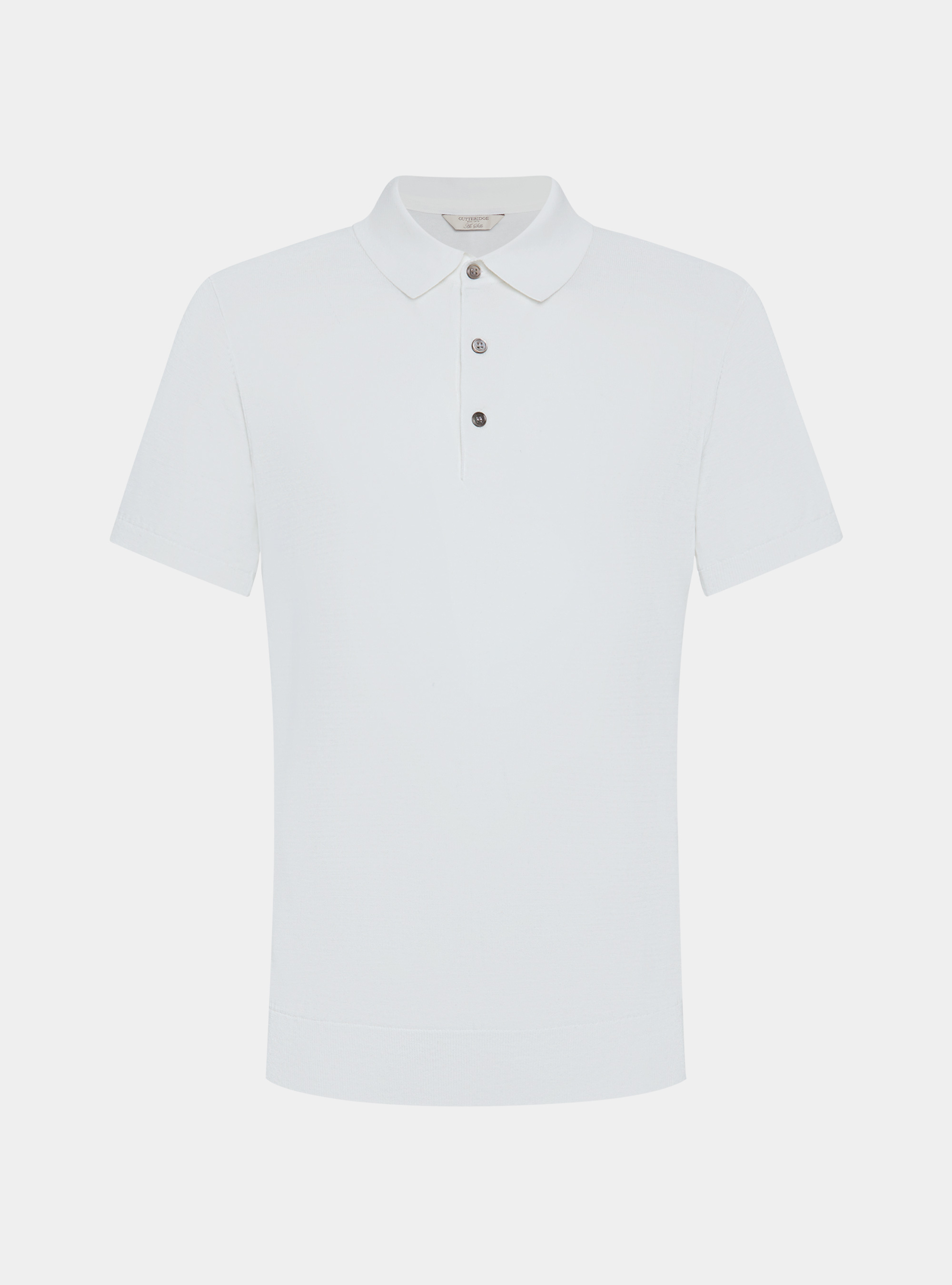 Maglia a polo in cotone e seta, BIANCO