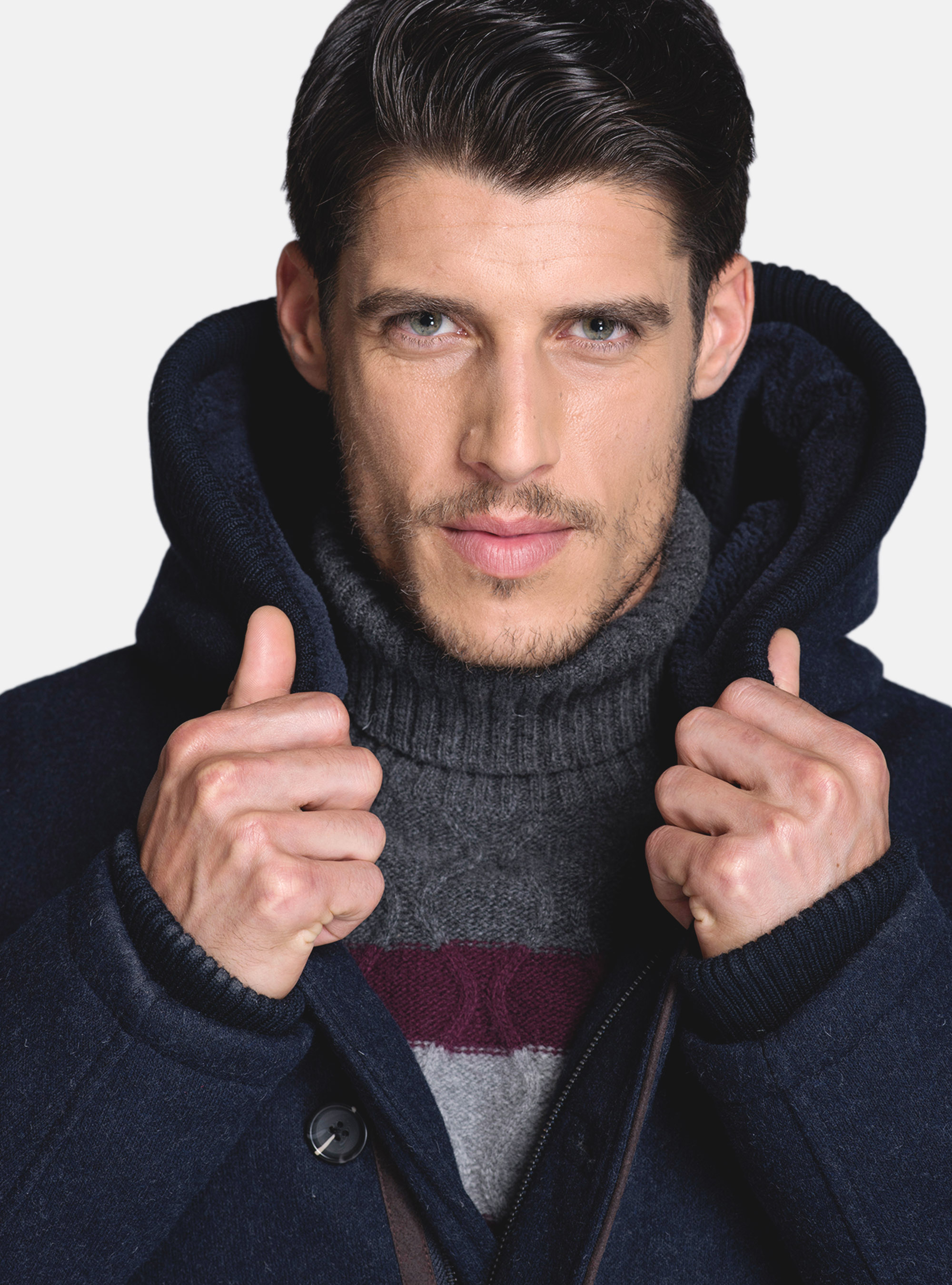 WOOL PADDED JACKET, NAVY BLUE