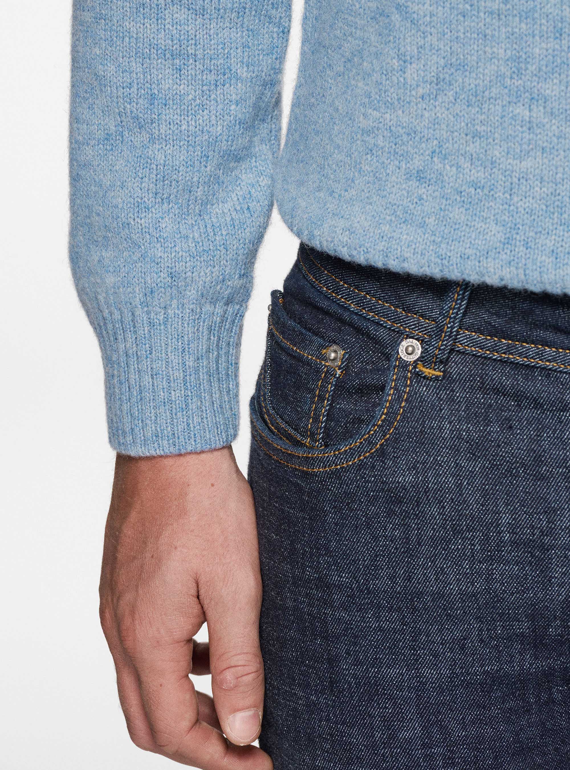 Maglia girocollo in lana shetland, AZZURRO