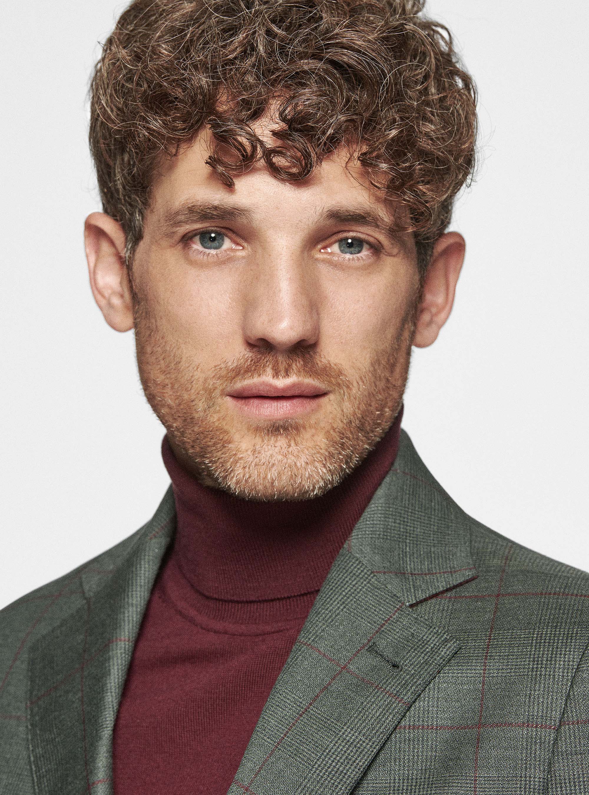 Americana en pura lana estampada, VERDE