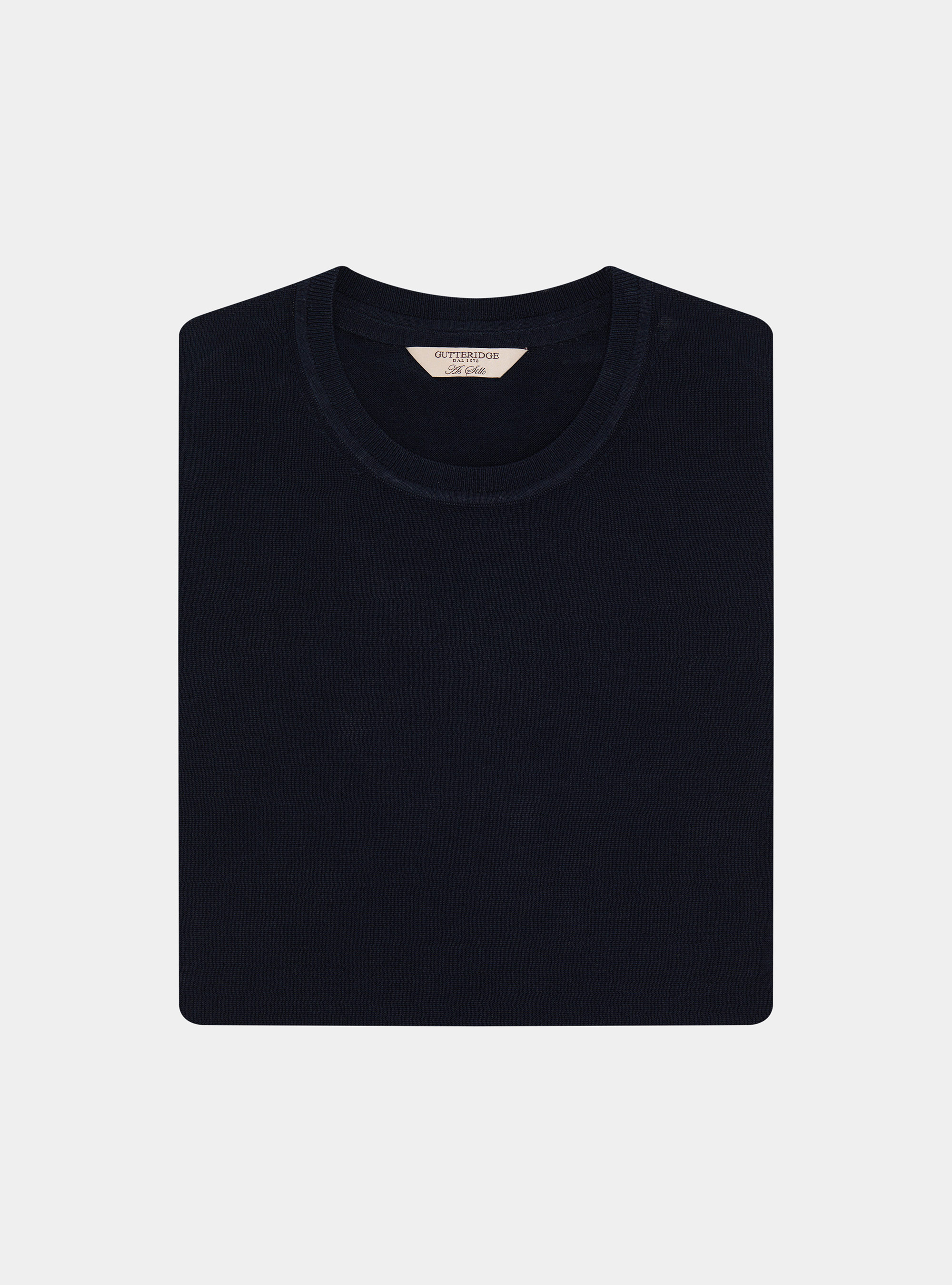 Cotton and silk crew neck sweater, NAVY BLUE